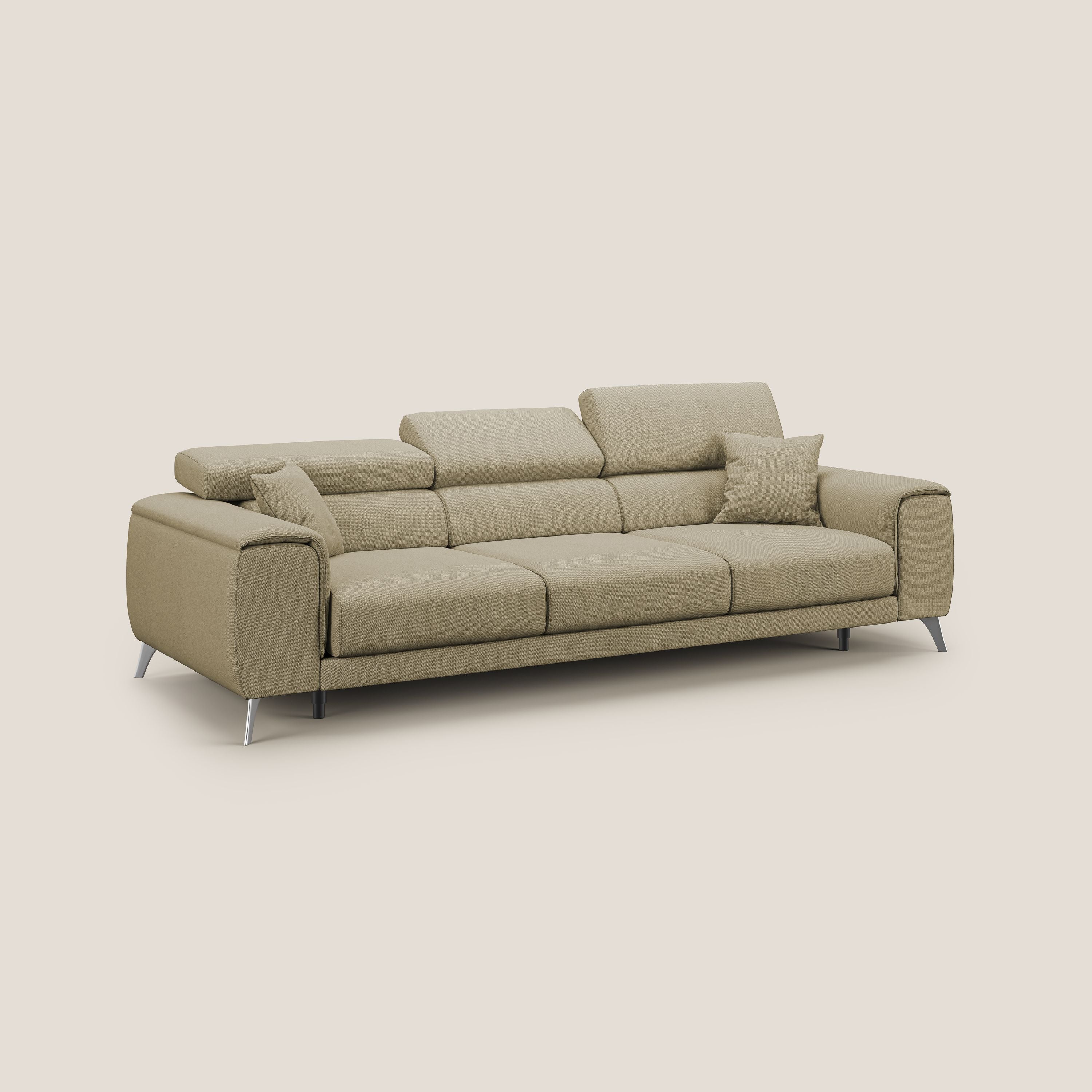 Fusion divano con 3 sedute allungabili in tessuto smacchiabile T05 cammello - divani.store