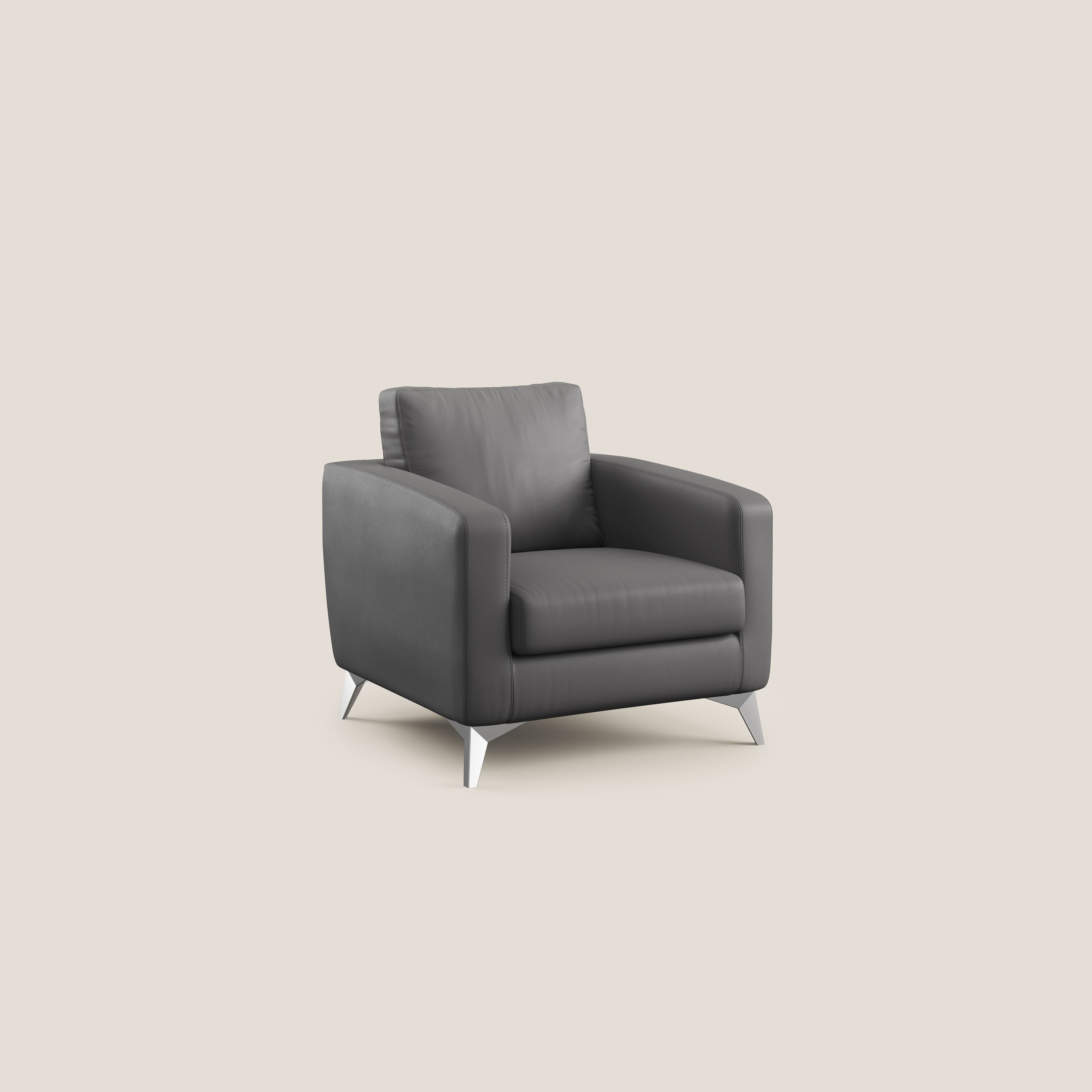 Orione Poltroncina in ecopelle moderna e impermeabile T04 antracite - divani.store