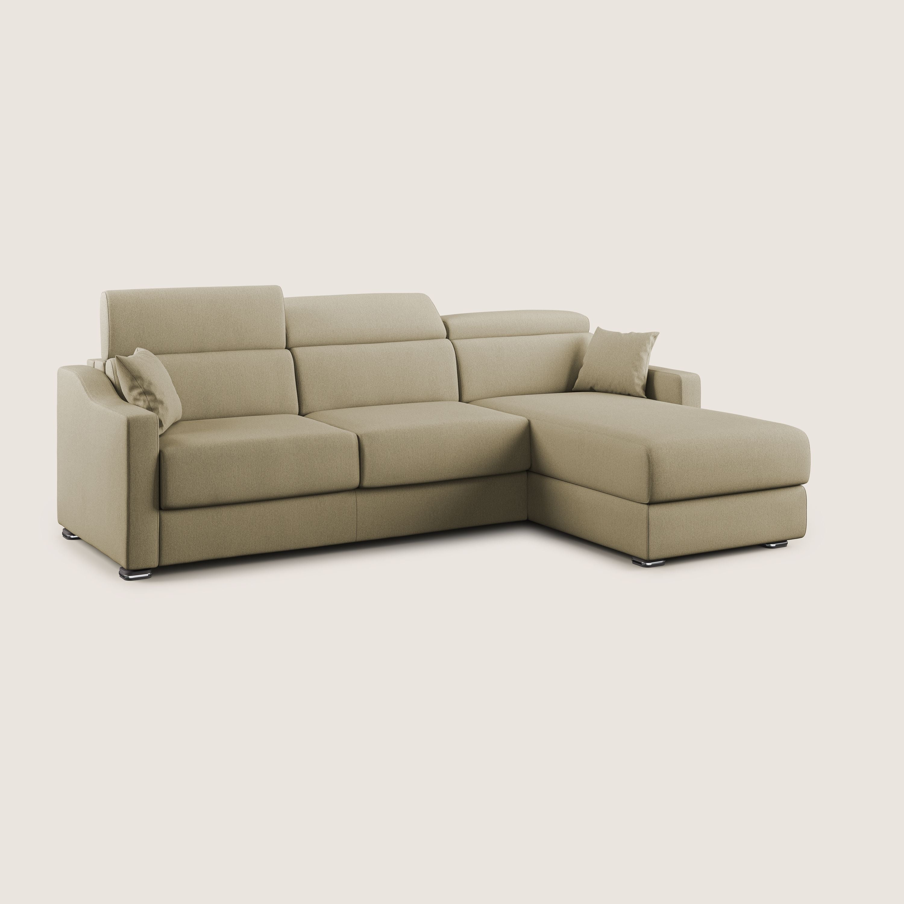 Amber divano letto angolare in tessuto smacchiabile T05 cammello - divani.store
