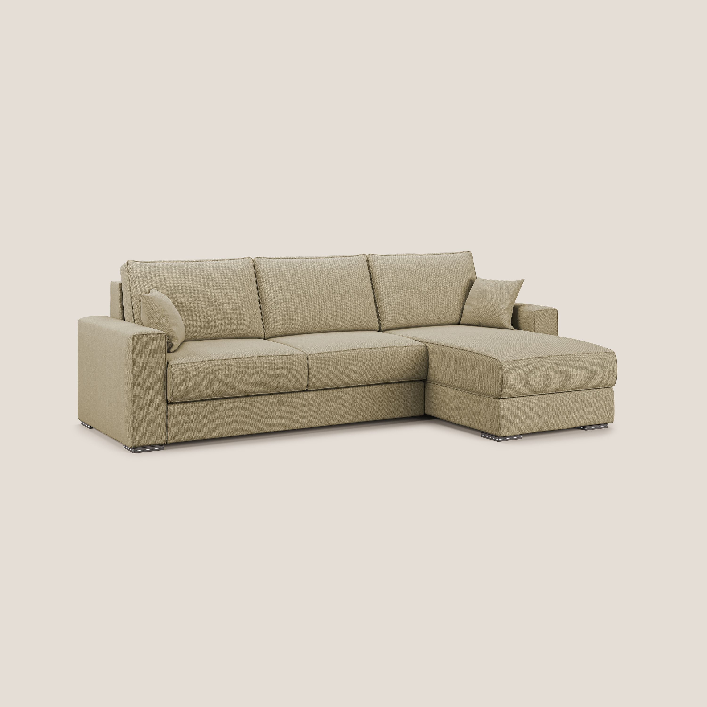 Dream Divano letto angolare in tessuto smacchiabile T05 cammello - divani.store