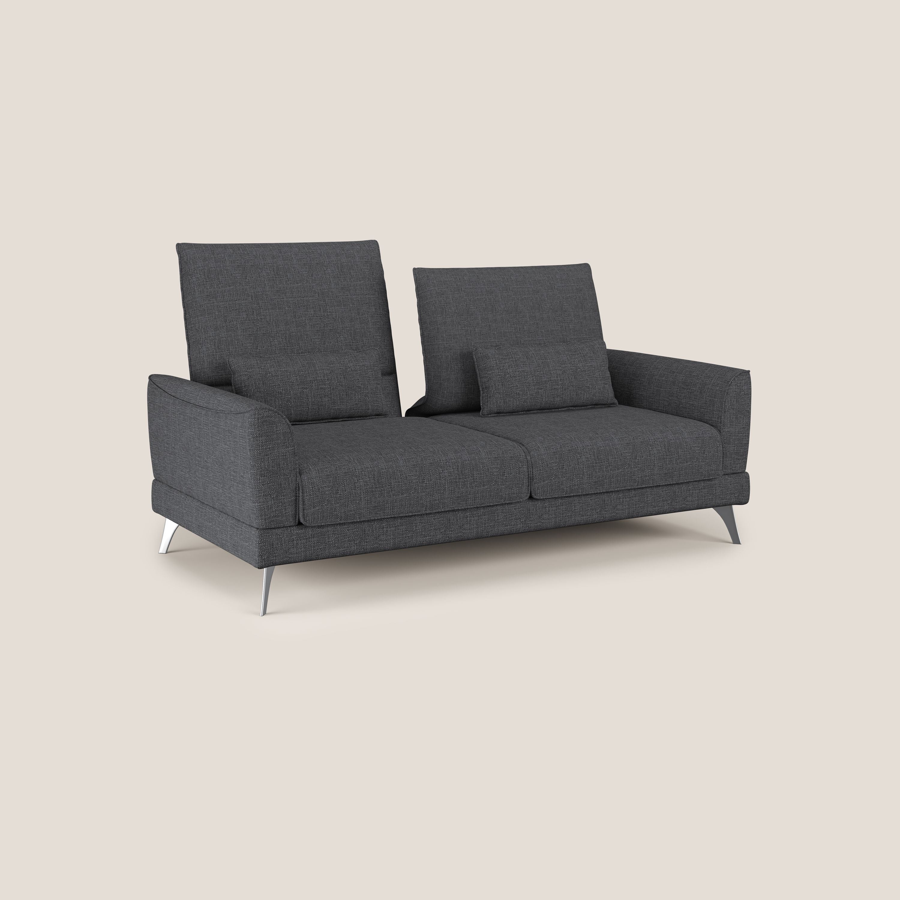 Tommy Divano relax con schienali traslanti in morbido tessuto fiammato T06 antracite - divani.store