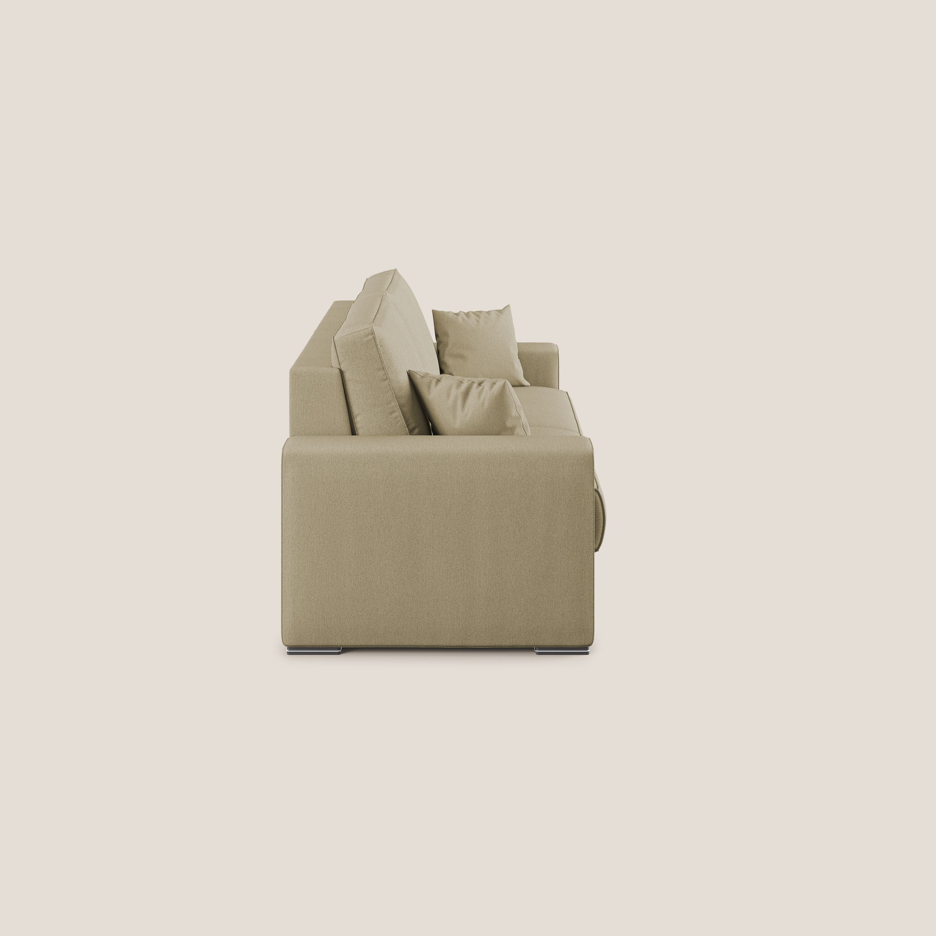Dream Divano letto moderno dai morbidi cuscini in tessuto smacchiabile T05 cammello - divani.store