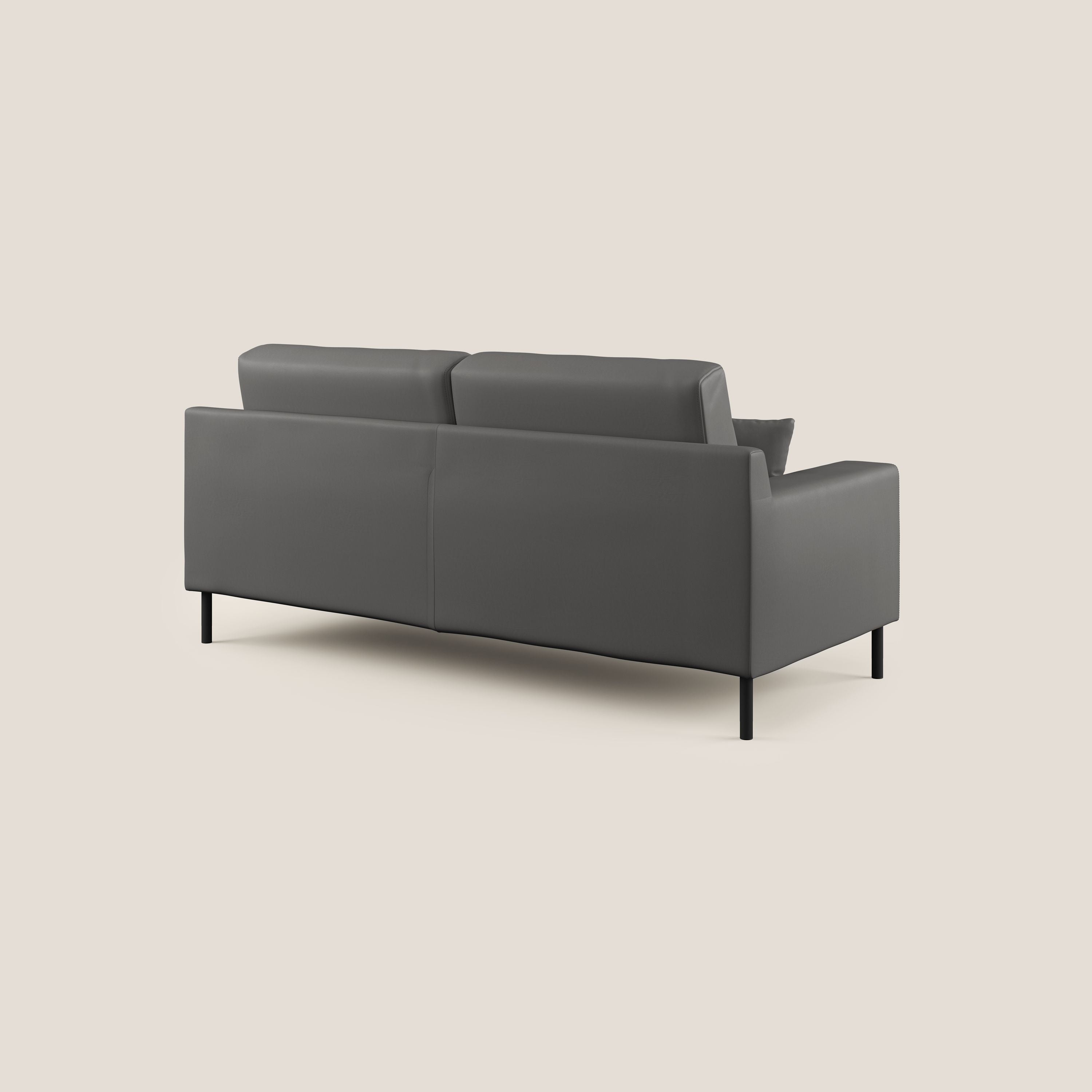 Uranio divano moderno lineare in Ecopelle impermeabile T04 antracite - divani.store