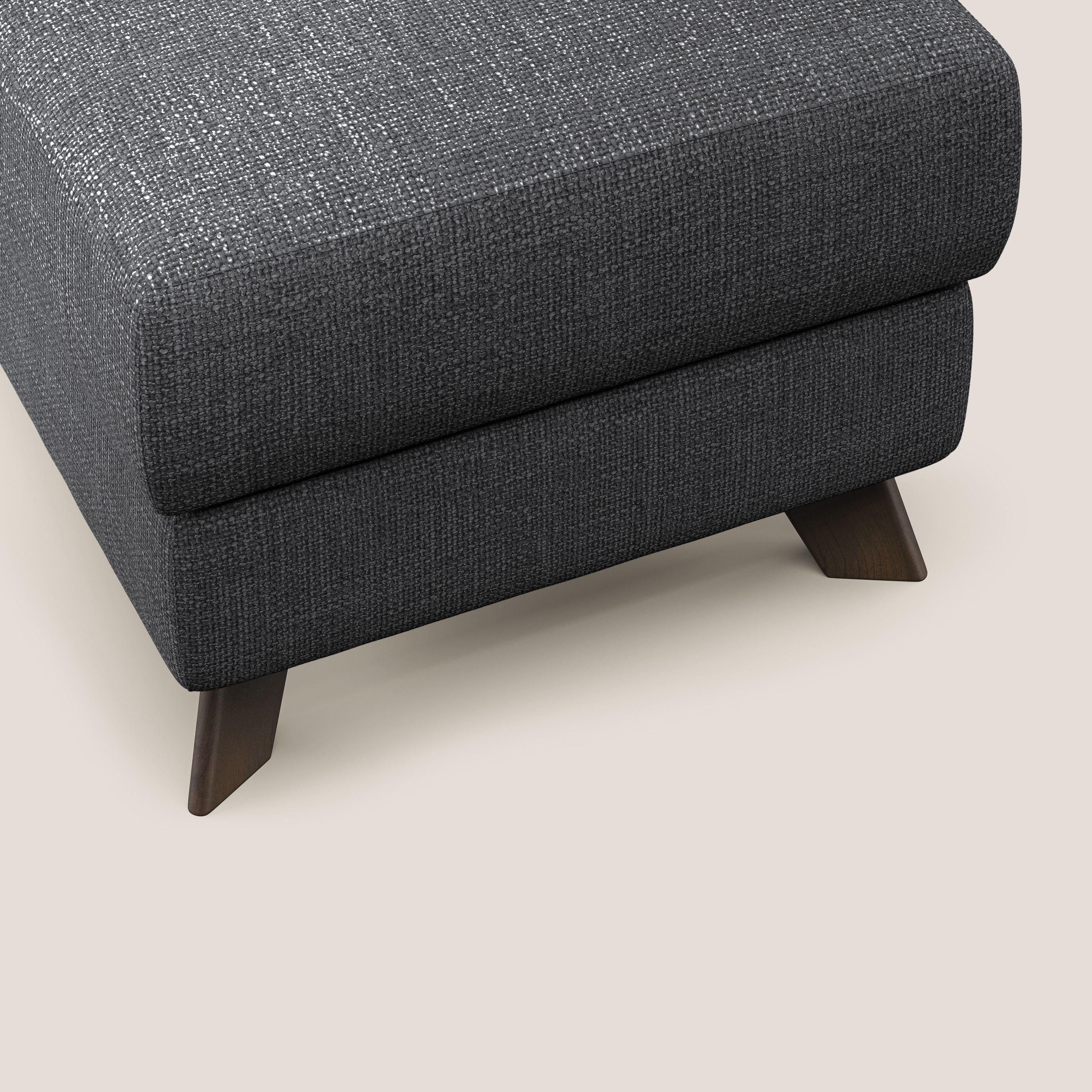 Moon Pouf contenitore e piedini alti in tessuto morbido ad intreccio soft-touch impermeabile T06 antracite - divani.store