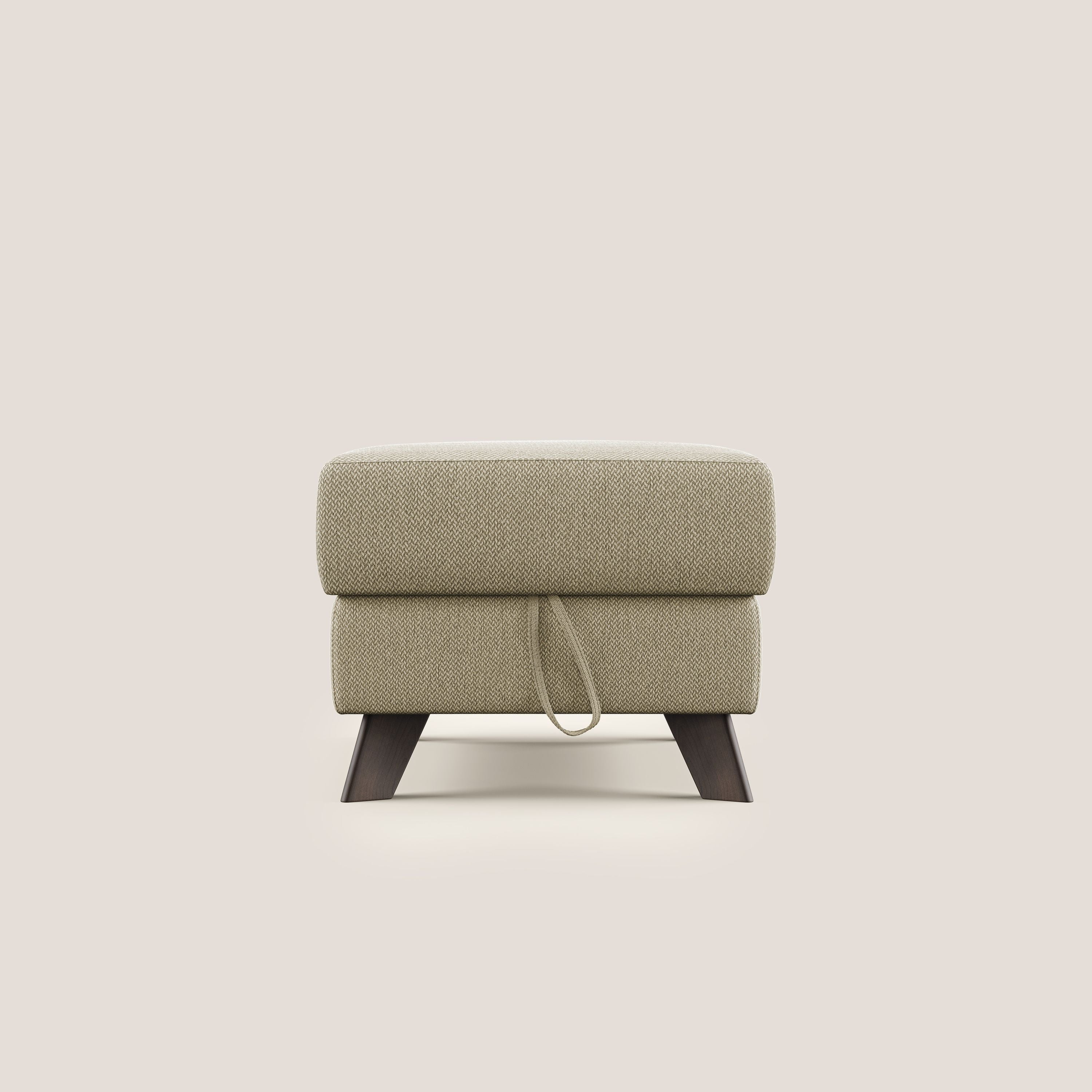 Moon Pouf contenitore e piedini alti in tessuto smacchiabile con acqua T05 cammello - divani.store
