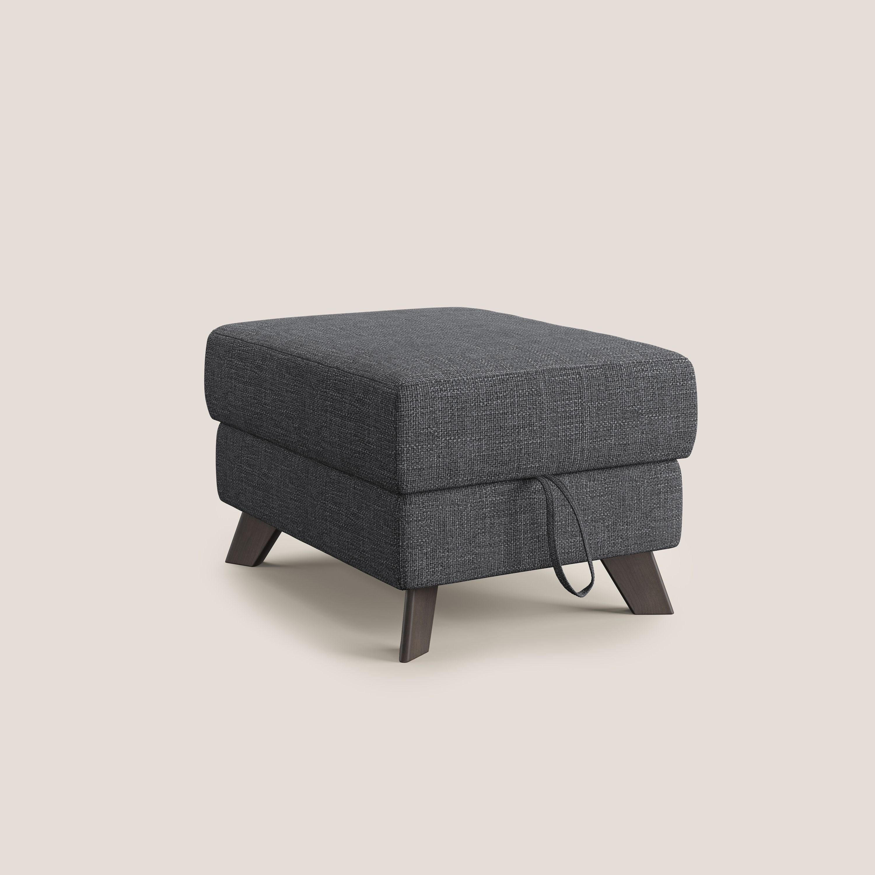Moon Pouf contenitore e piedini alti in tessuto morbido ad intreccio soft-touch impermeabile T06 antracite - divani.store