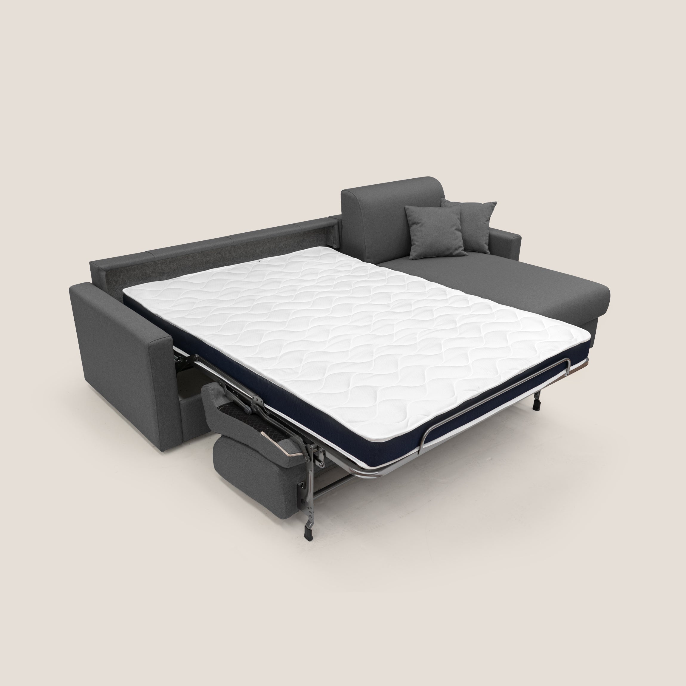 Chris Divano letto angolare 5 posti in tessuto impermeabile T13 antracite - divani.store