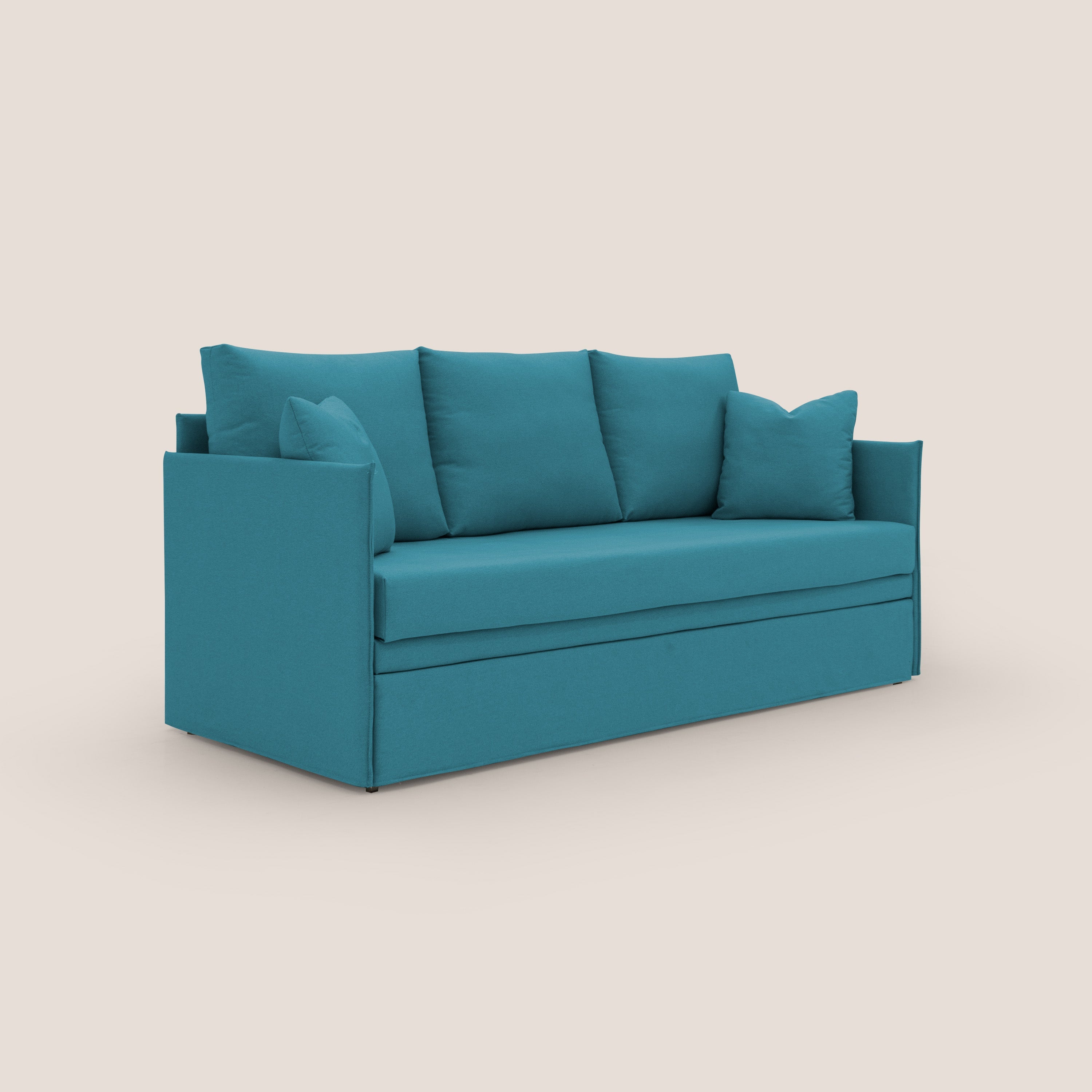 Brera Divano duplex con doppio letto in tessuto simil cotone impermeabile T13 azzurro - divani.store