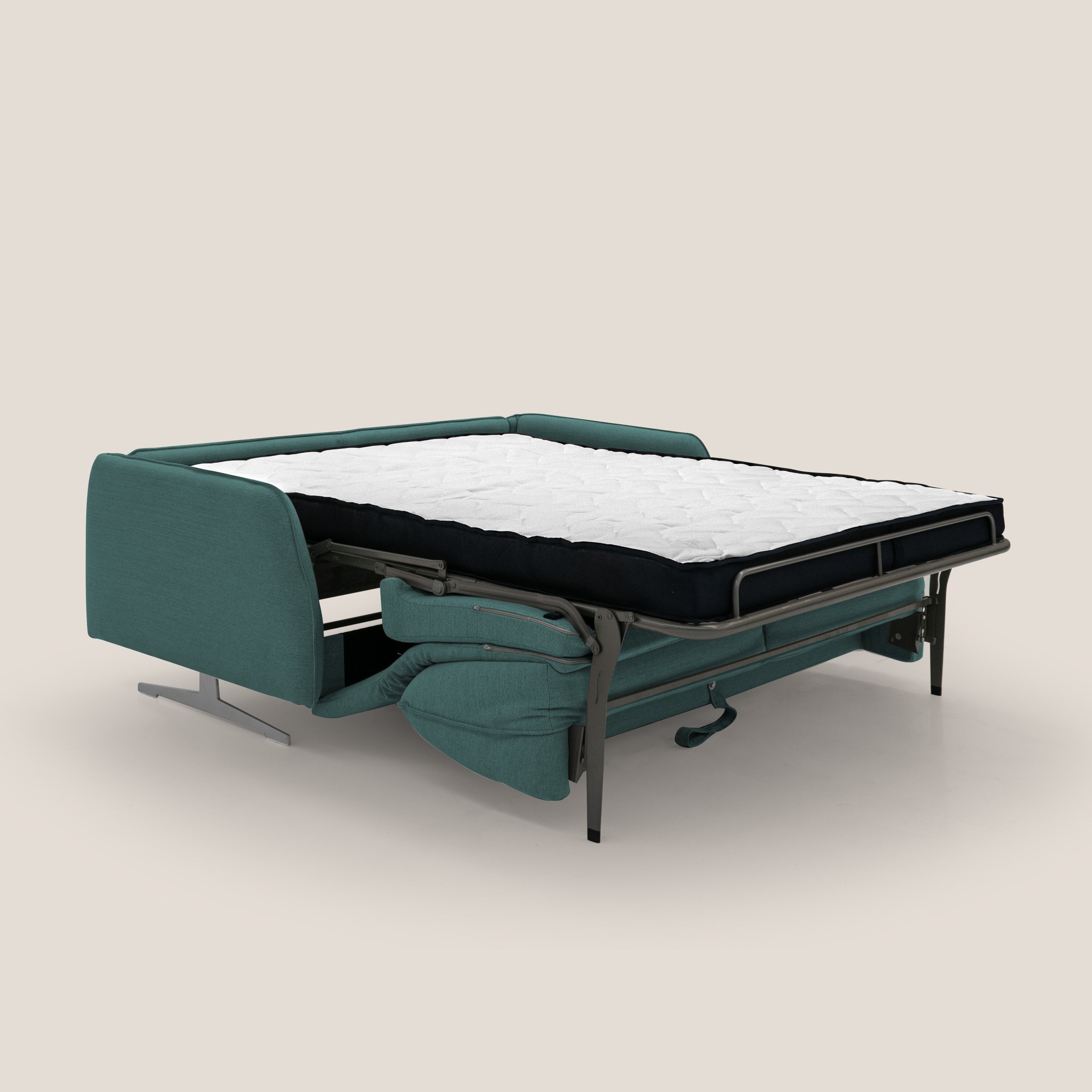 Texas Divano letto matrimoniale moderno in tessuto impermeabile T19 petrolio - divani.store