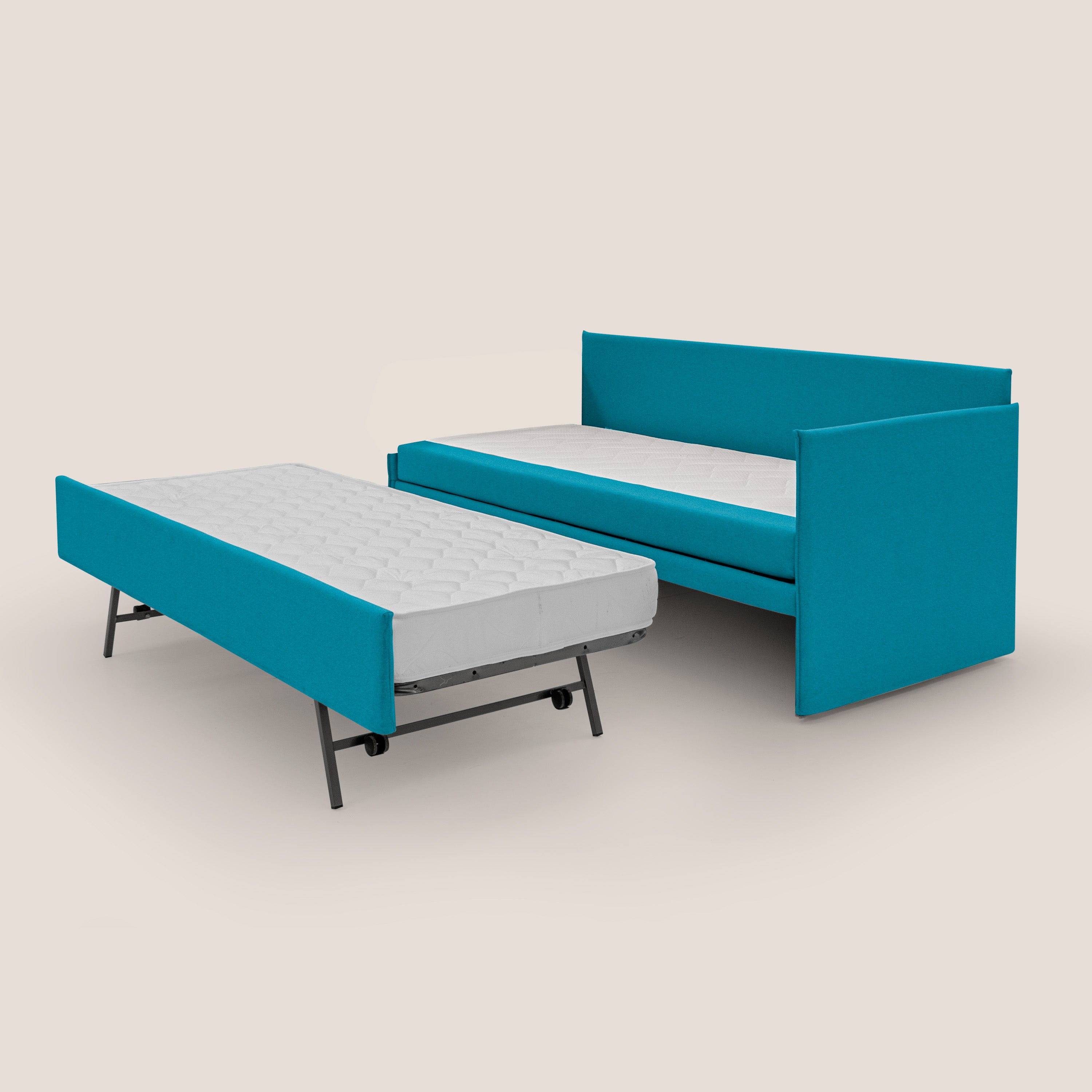 Durini Divano duplex con doppio letto in tessuto simil cotone impermeabile T13 azzurro - divani.store