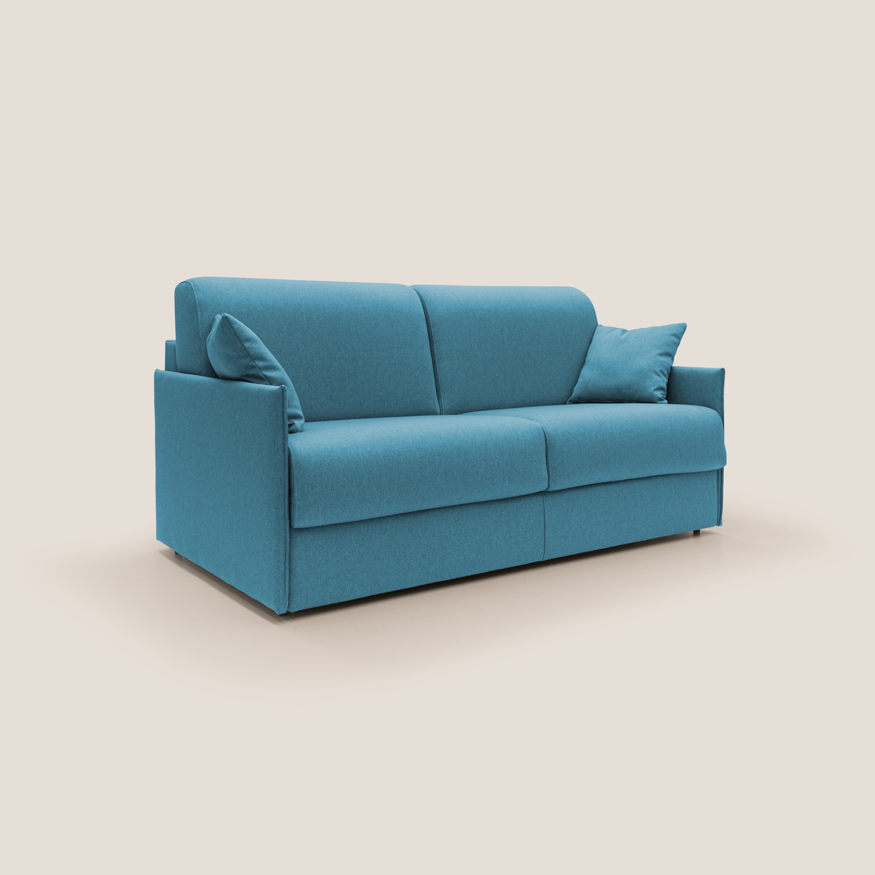 Evans Divano letto matrimoniale in tessuto impermeabile T13 azzurro - divani.store