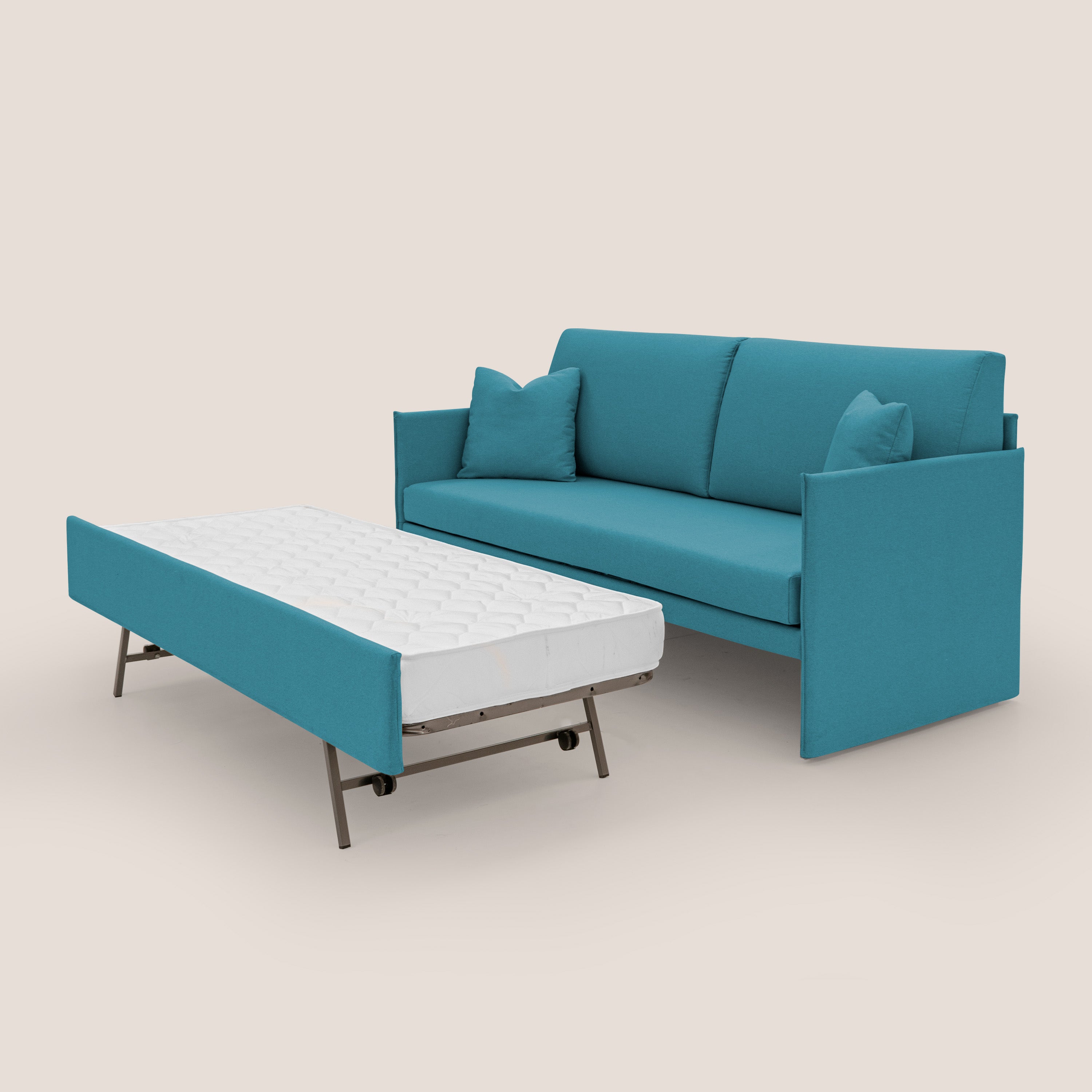 Tortona Divano duplex con doppio letto in tessuto simil cotone impermeabile T13 azzurro - divani.store