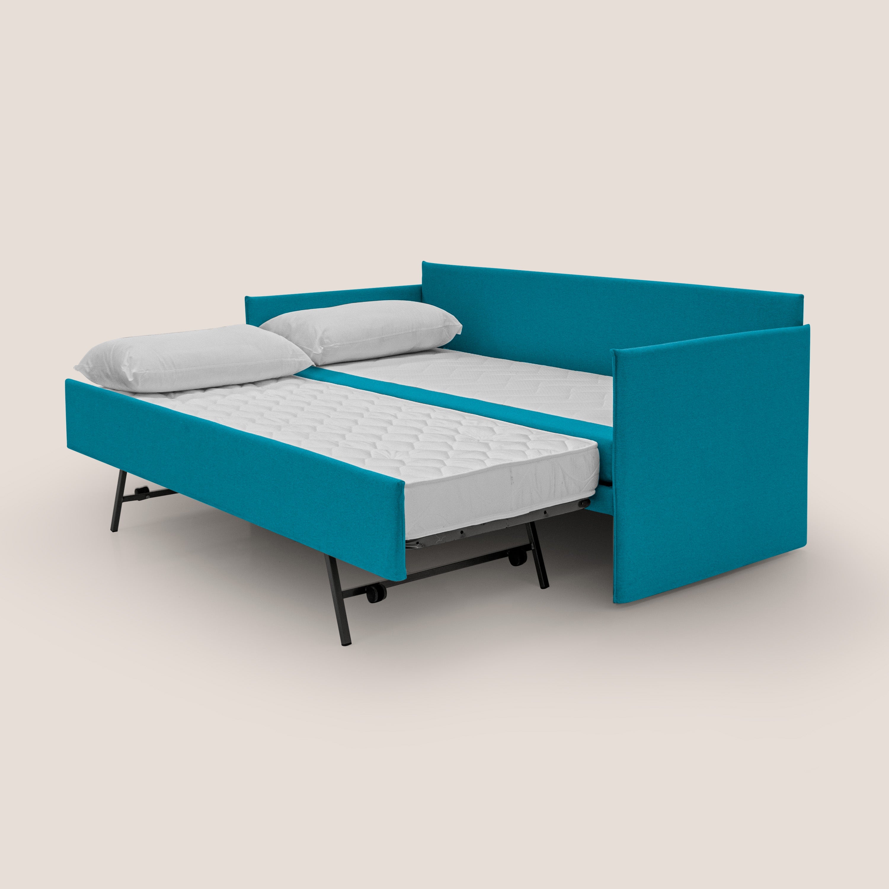 Brera Divano duplex con doppio letto in tessuto simil cotone impermeabile T13 azzurro - divani.store