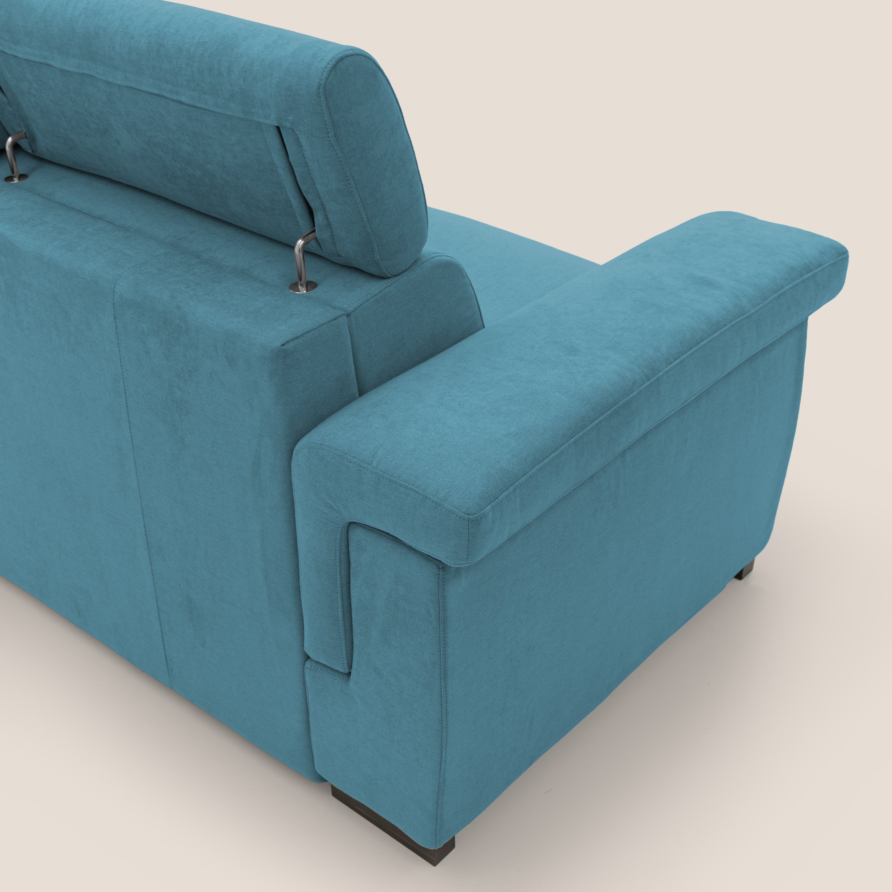 Bjorn divano letto sfoderabile con materasso H18 cm e poggiatesta reclinabili in tessuto impermeabile T02 azzurro - divani.store