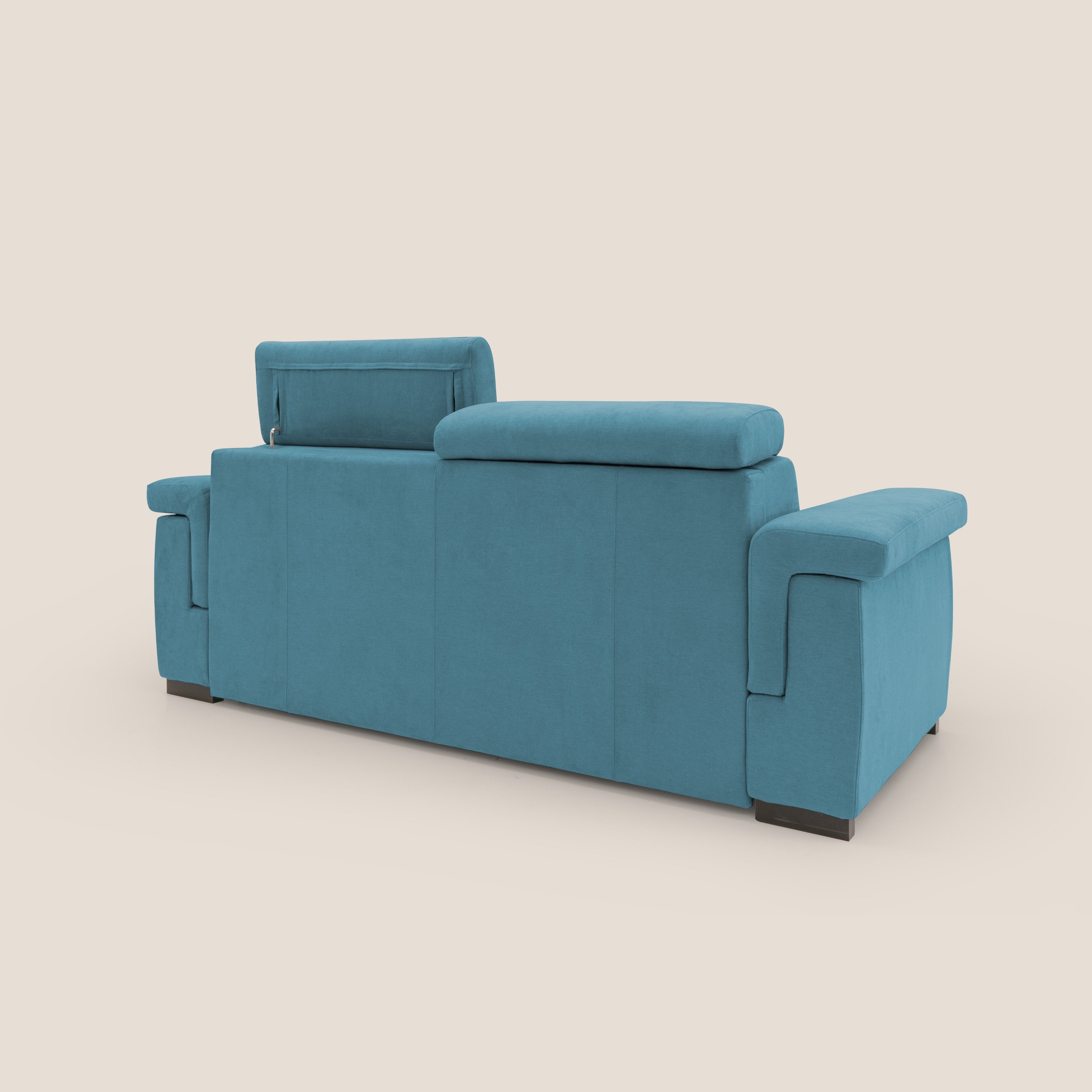 Bjorn divano letto sfoderabile con materasso H18 cm e poggiatesta reclinabili in tessuto impermeabile T02 azzurro - divani.store