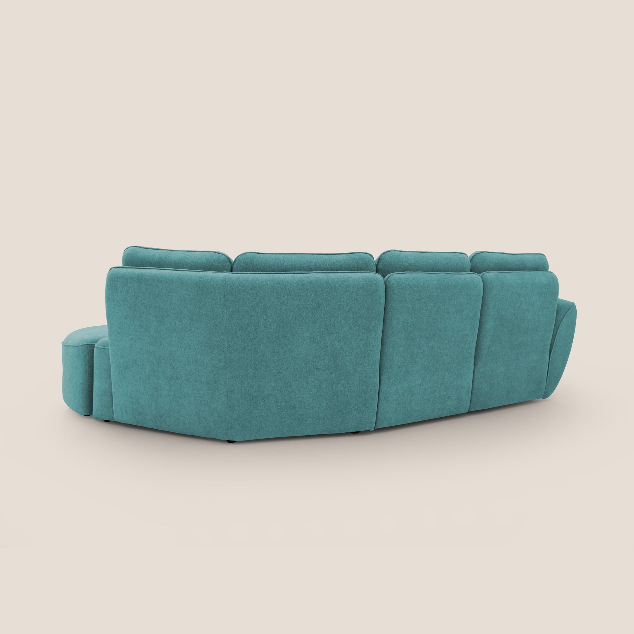 Cerbero divano angolare con pouf mobile in morbido bouclé impermeabile T07