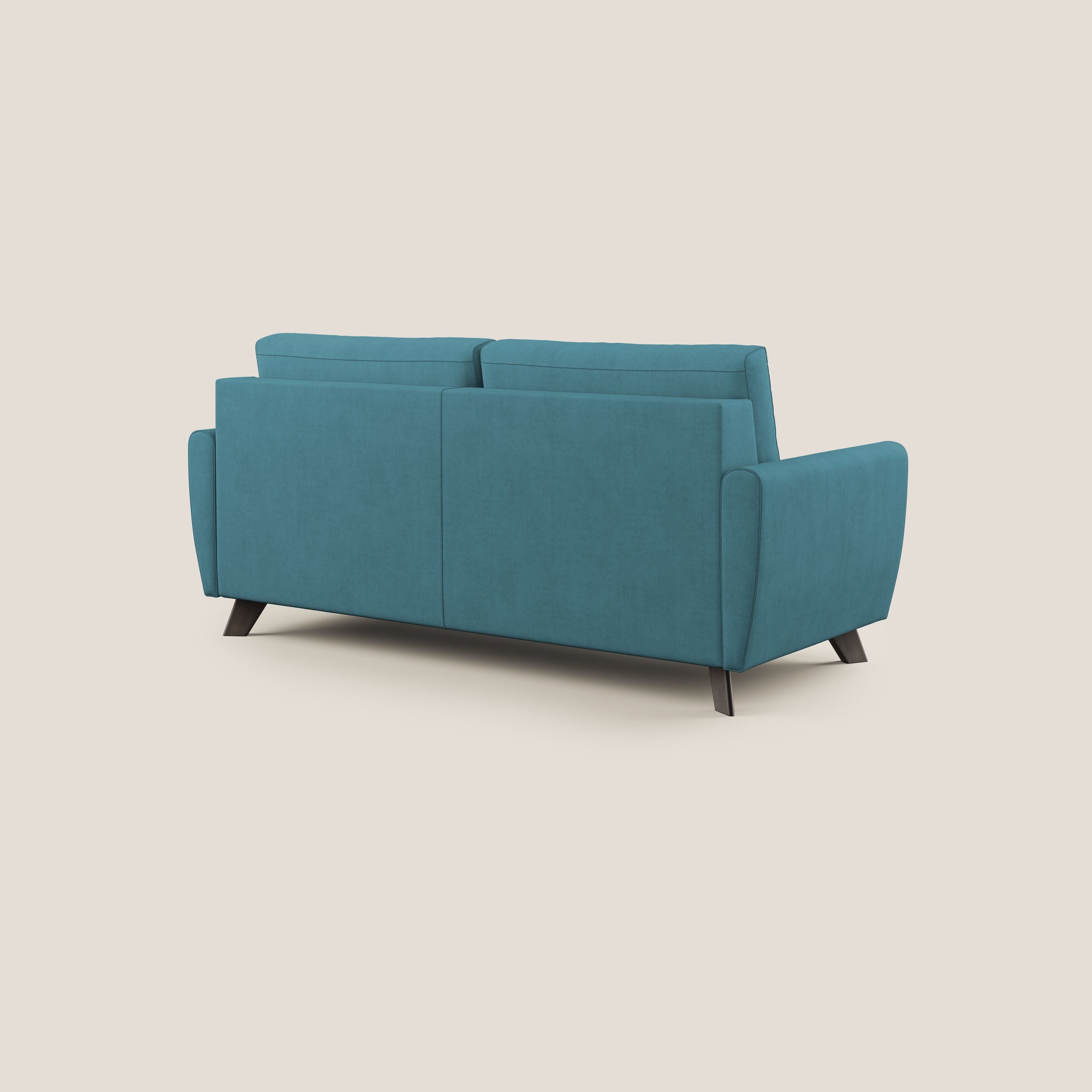 Callisto Divano letto matrimoniale in tessuto morbido impermeabile T02 azzurro - divani.store