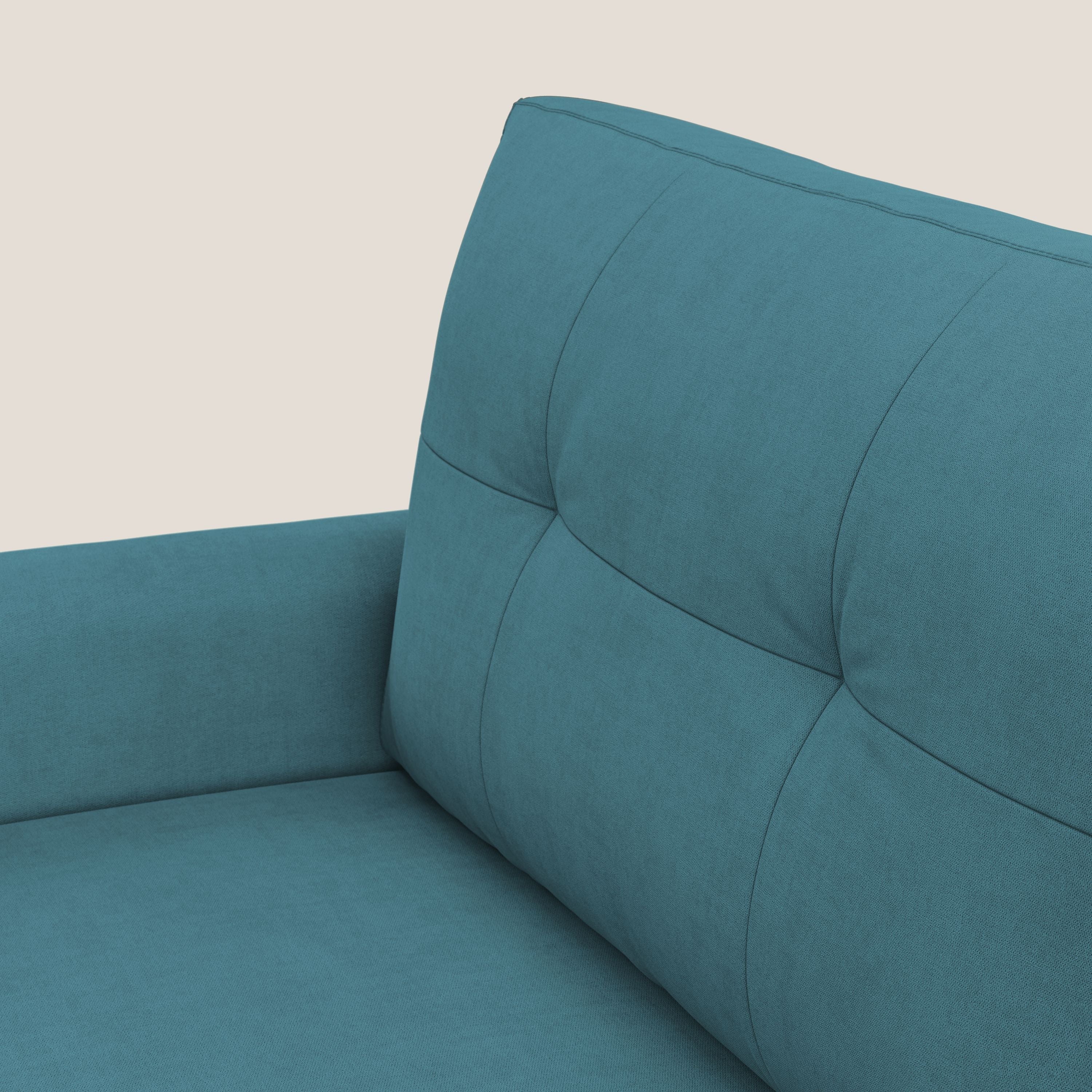Callisto Divano letto matrimoniale in tessuto morbido impermeabile T02 azzurro - divani.store