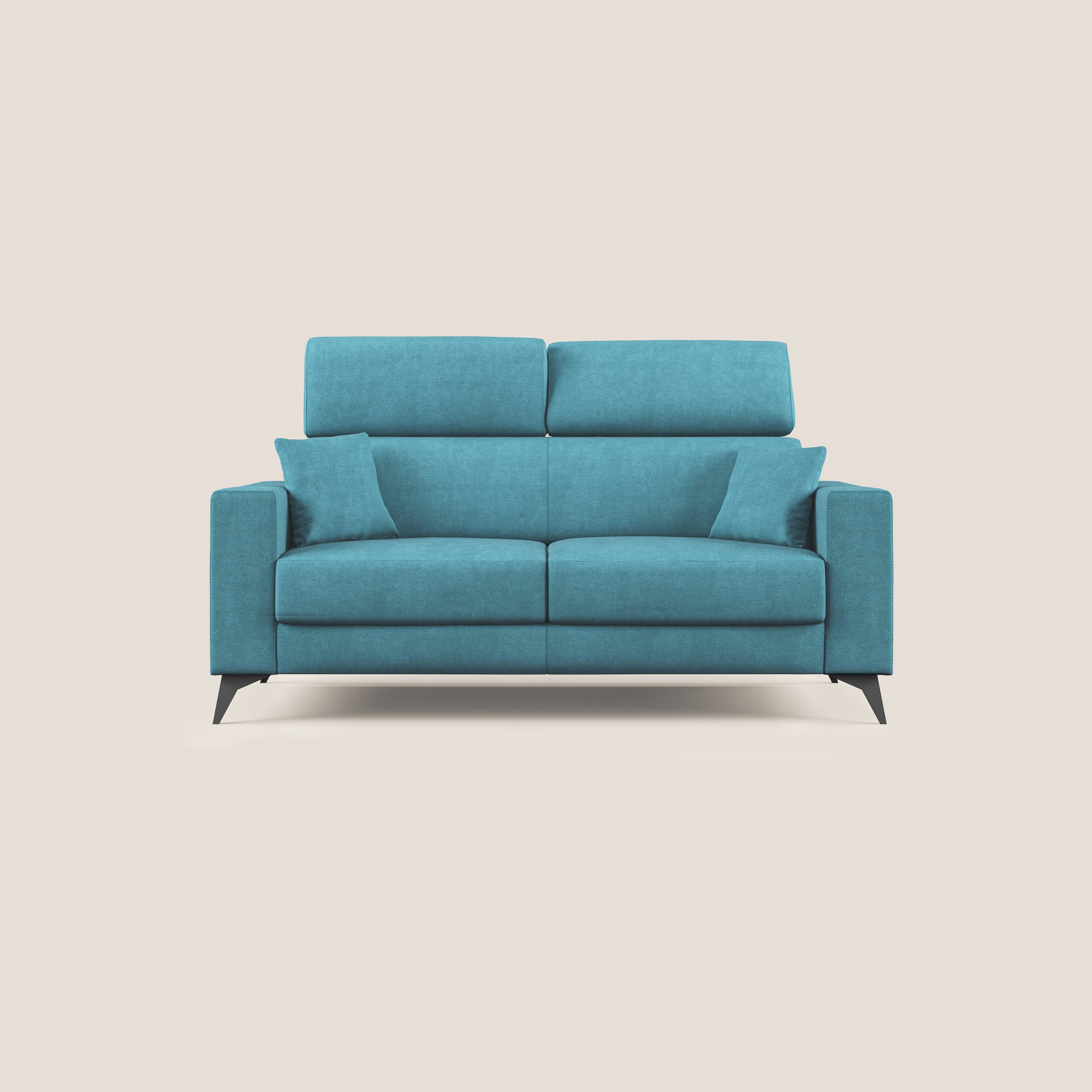 Pegaso divano letto con poggiatesta reclinabili e rivestimento T02 azzurro - divani.store