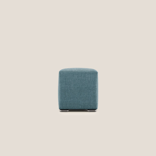 Cube pouf in morbido tessuto impermeabile ad intreccio melangiato T06 azzurro - divani.store