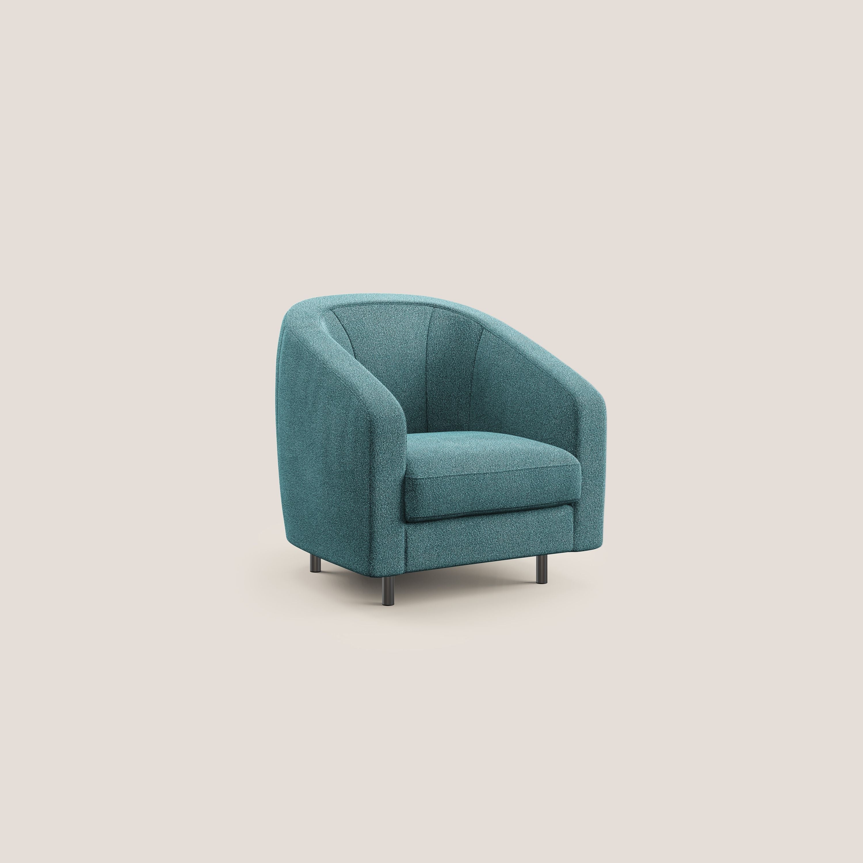 Pandora Poltroncina in morbido tessuto bouclé impermeabile T07 azzurro - divani.store