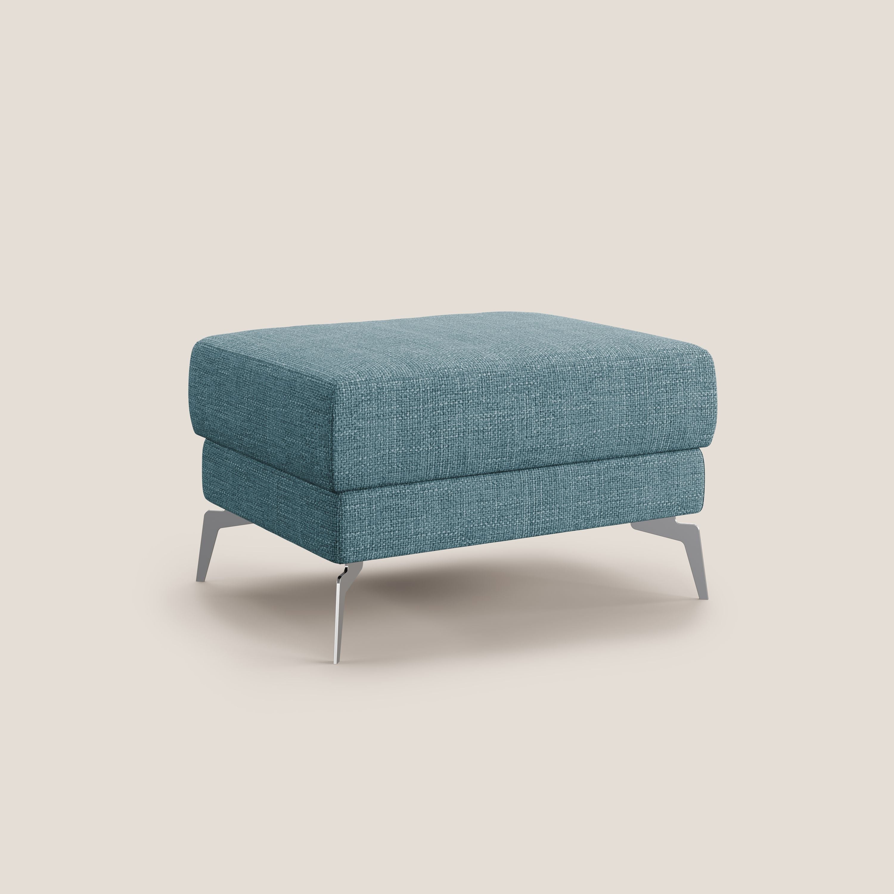 Star Pouf con piedini alti in tessuto impermeabile morbido intreccio T06 azzurro - divani.store