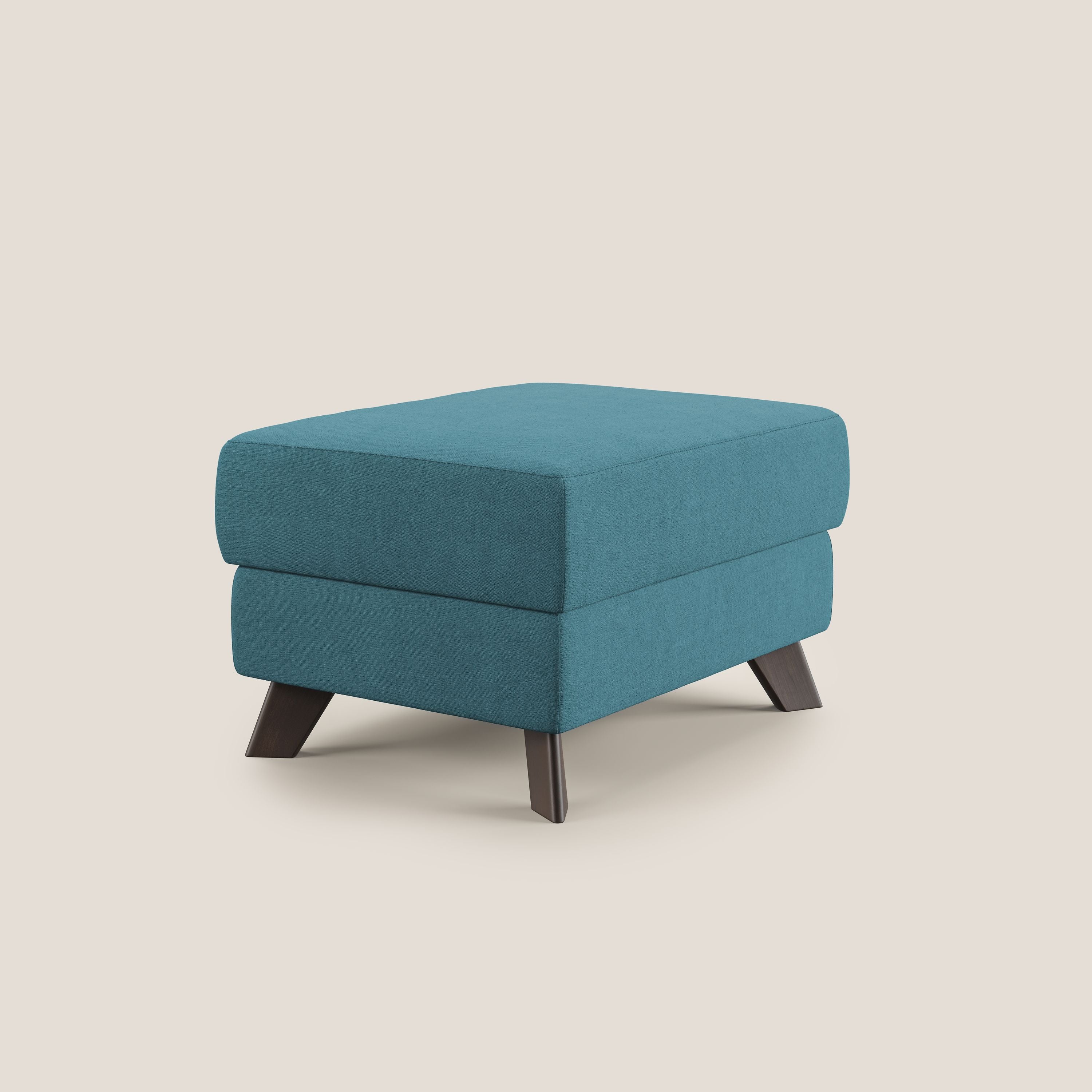 Moon Pouf contenitore e piedini alti in tessuto morbido impermeabile T02 azzurro - divani.store