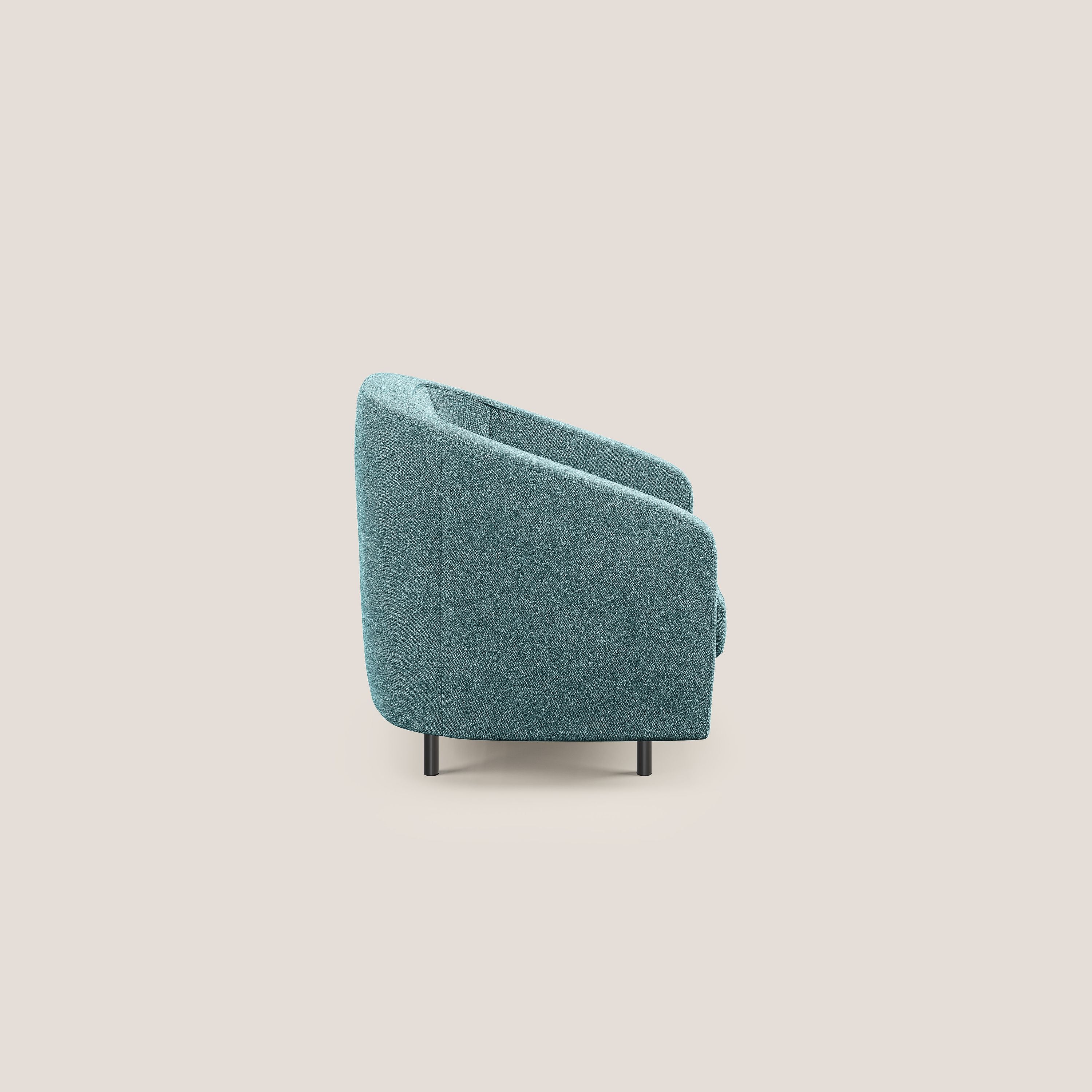 Pandora Poltroncina in morbido tessuto bouclé impermeabile T07 azzurro - divani.store