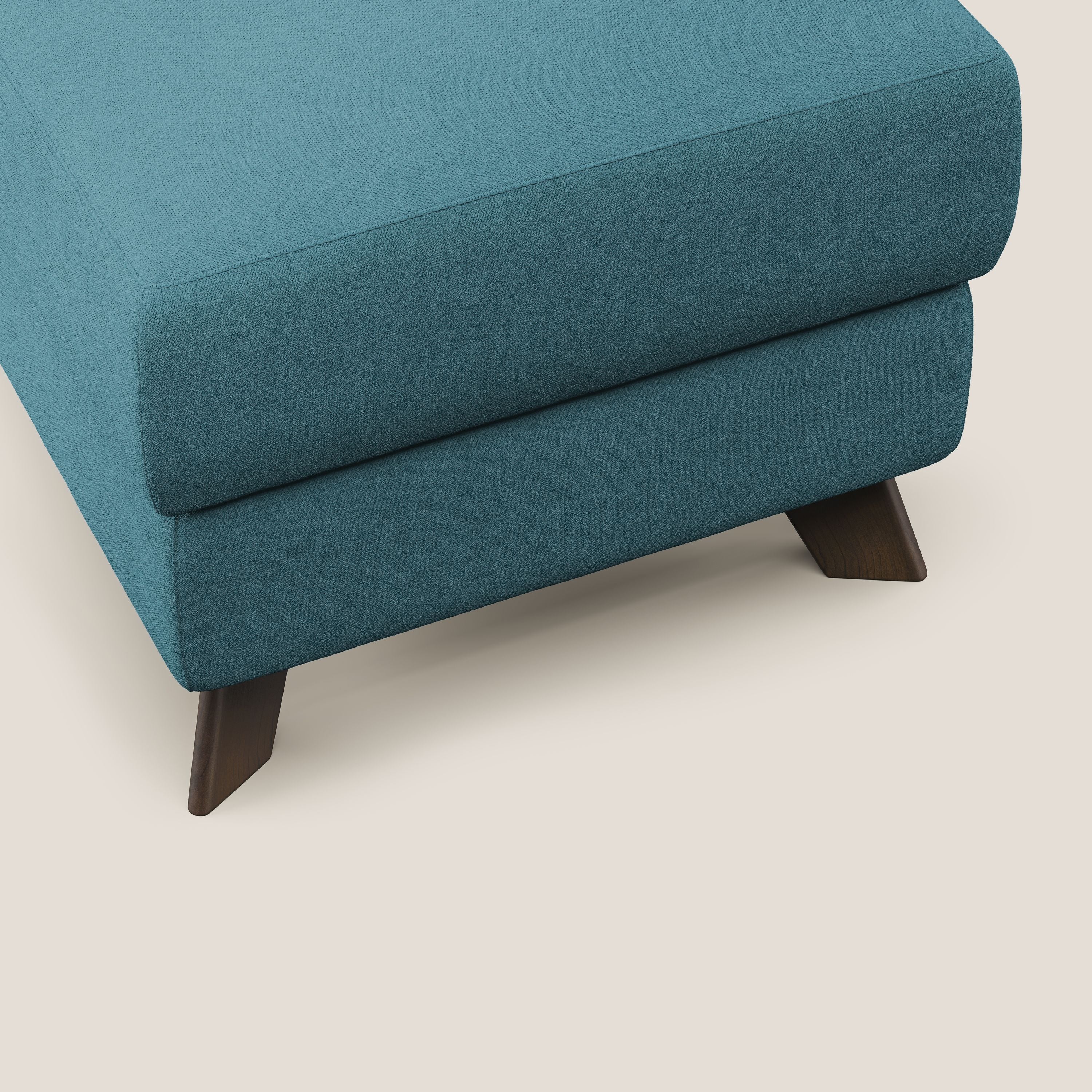 Moon Pouf contenitore e piedini alti in tessuto morbido impermeabile T02 azzurro - divani.store