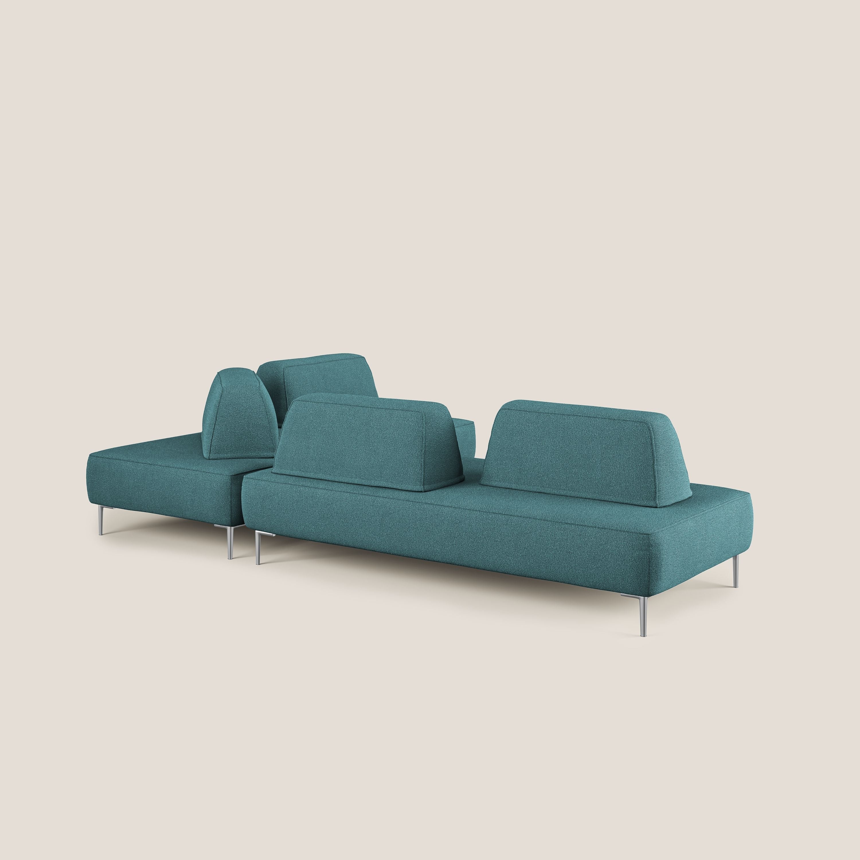 Newton divano angolare modulare con schienali movibili T07 azzurro - divani.store