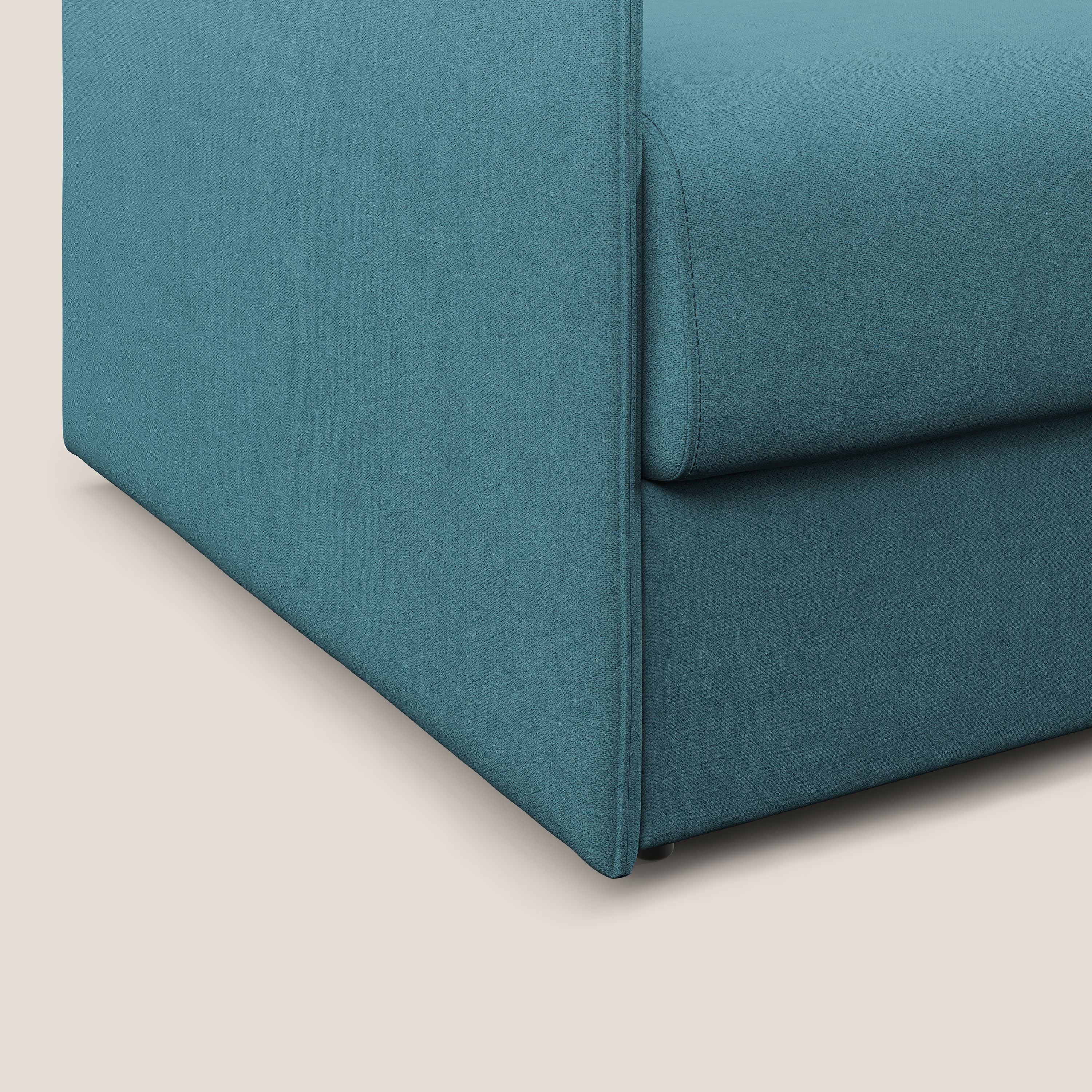 Evans poltrona letto in morbido tessuto impermeabile T02 azzurro - divani.store