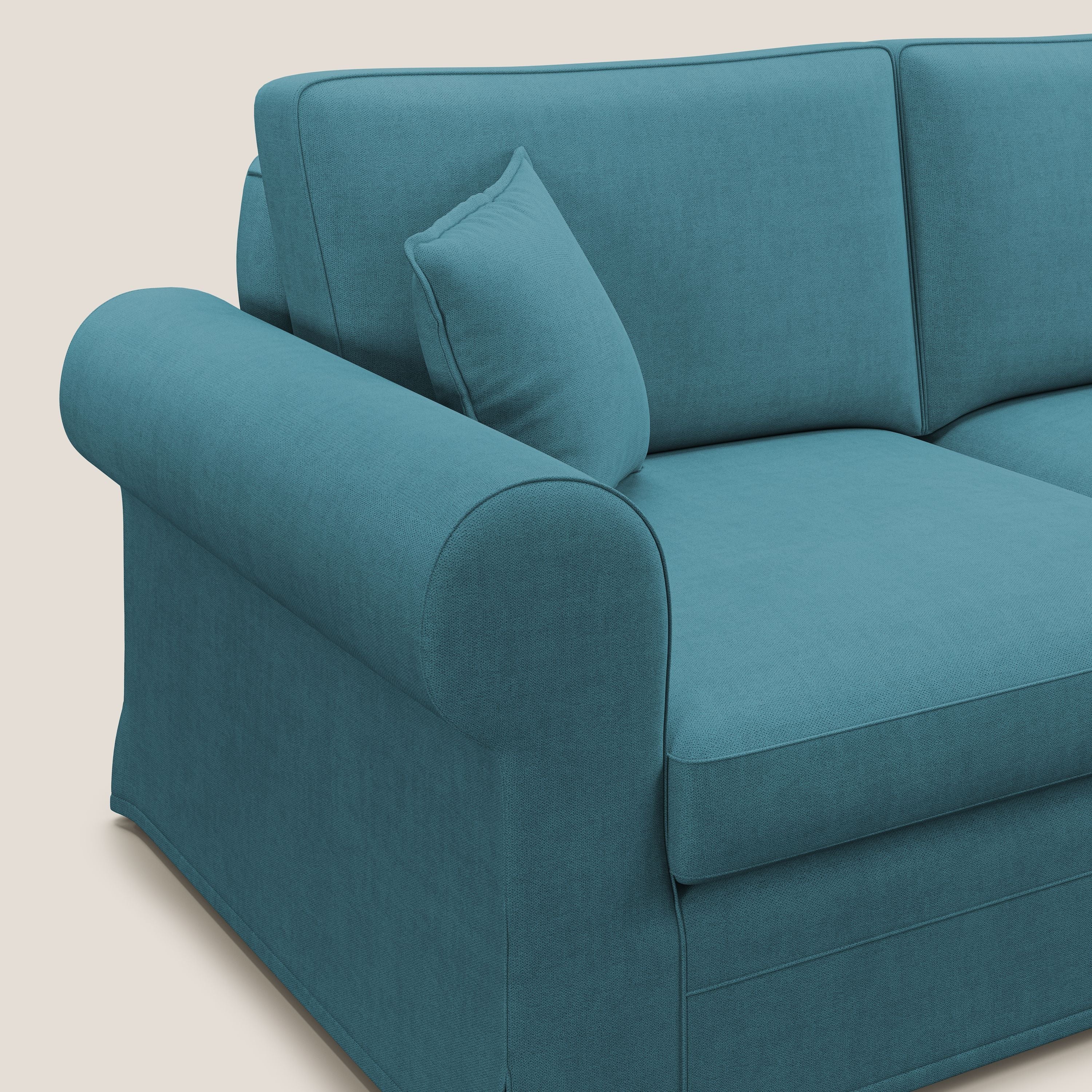 Lady divano classico in piuma d'oca realizzato con tessuto impermeabile T02 azzurro - divani.store