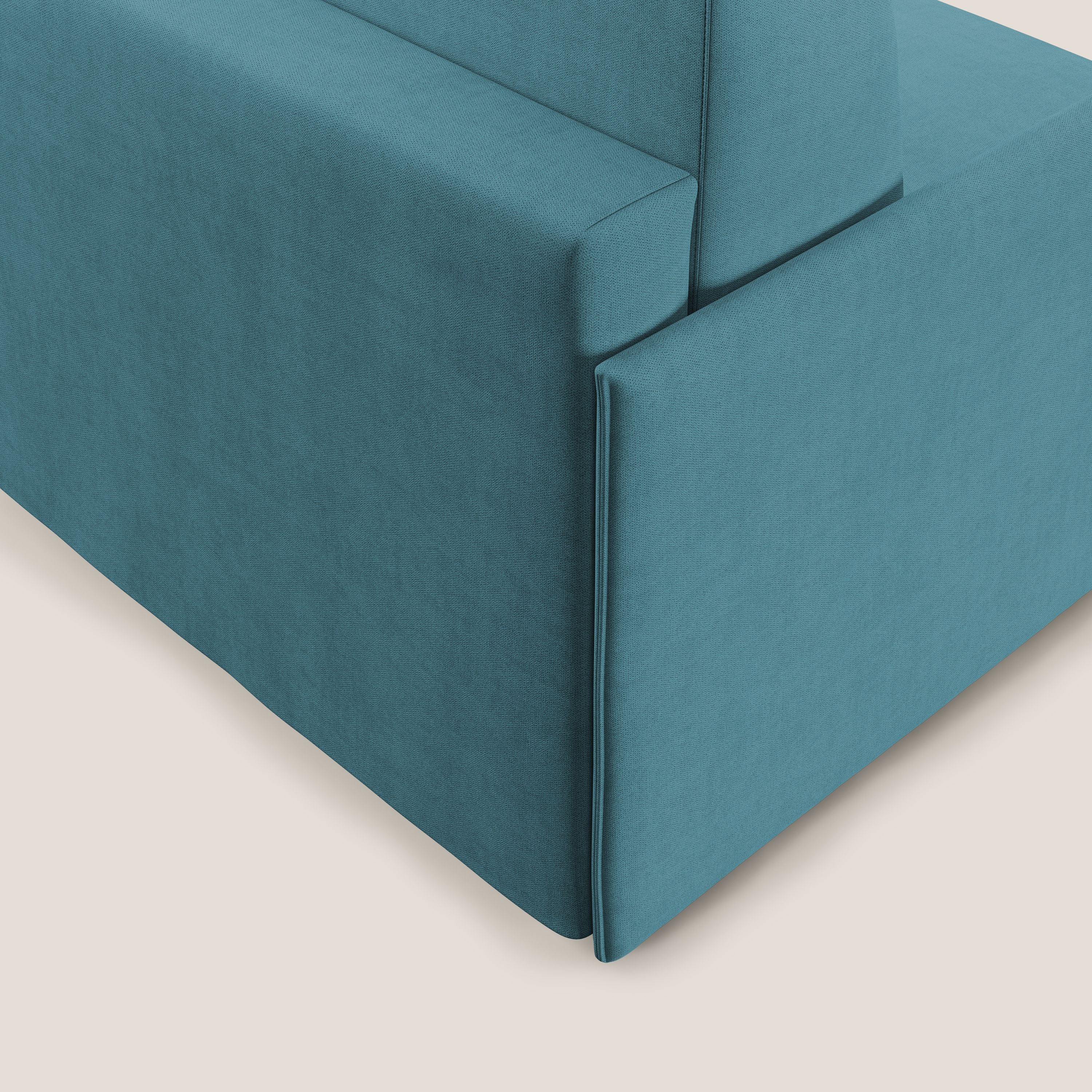 Evans poltrona letto in morbido tessuto impermeabile T02 azzurro - divani.store