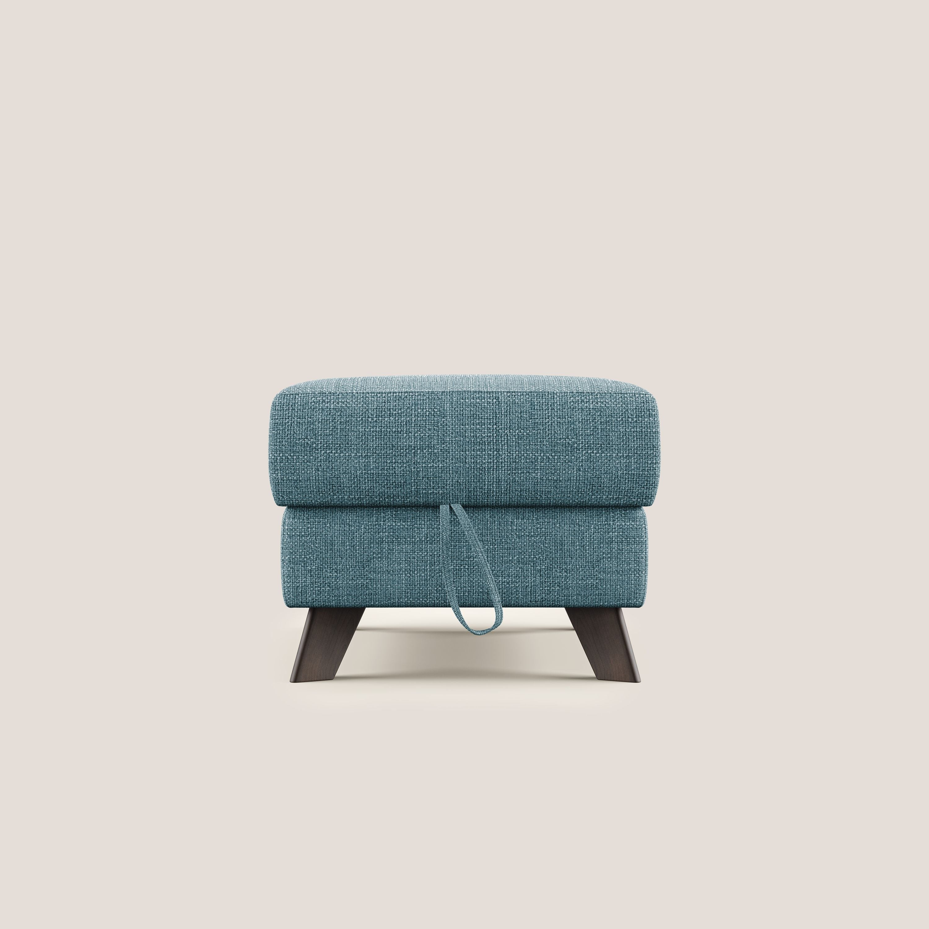 Moon Pouf contenitore e piedini alti in tessuto morbido ad intreccio soft-touch impermeabile T06 azzurro - divani.store