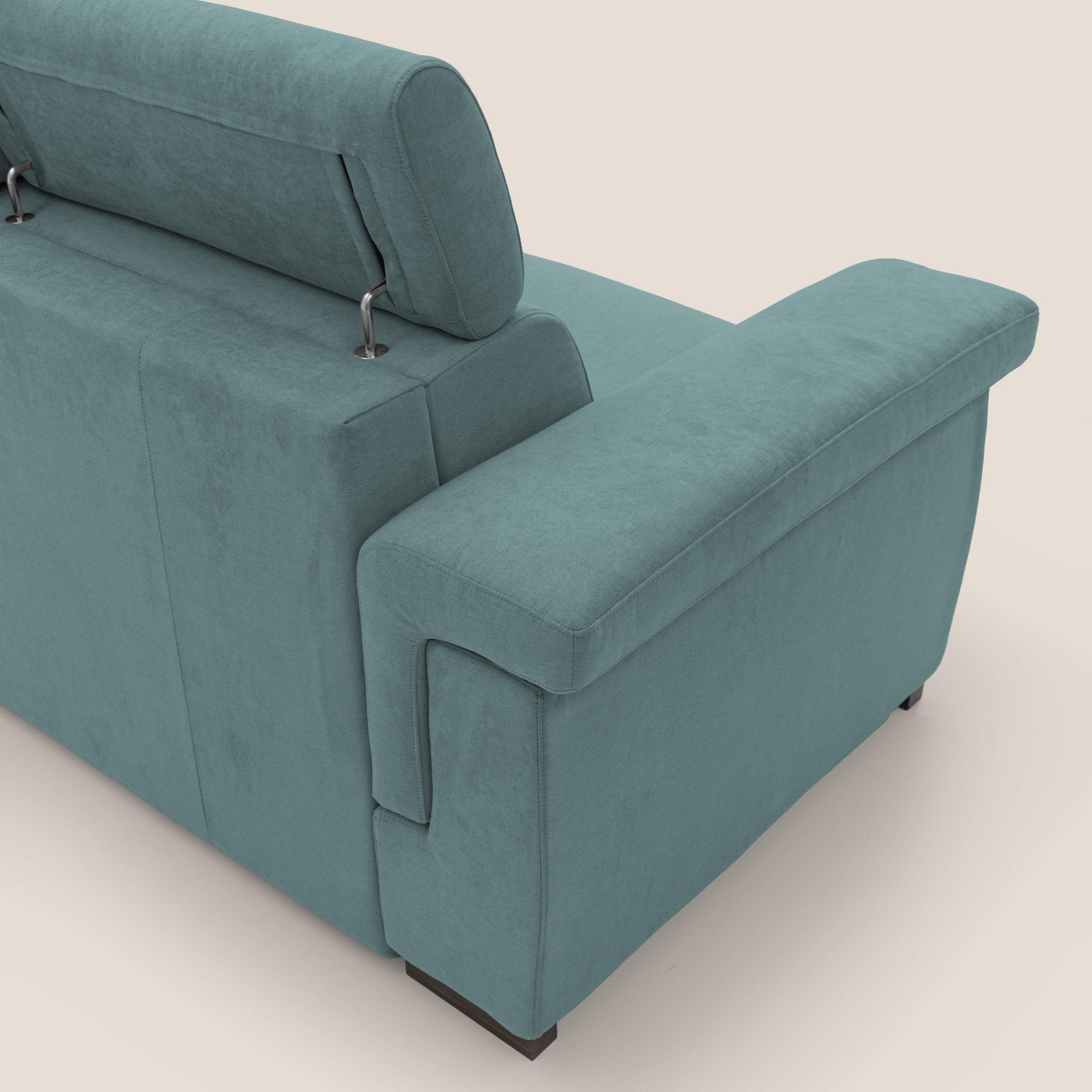 Bjorn divano letto sfoderabile con materasso H18 cm e poggiatesta reclinabili in tessuto impermeabile T02 petrolio - divani.store