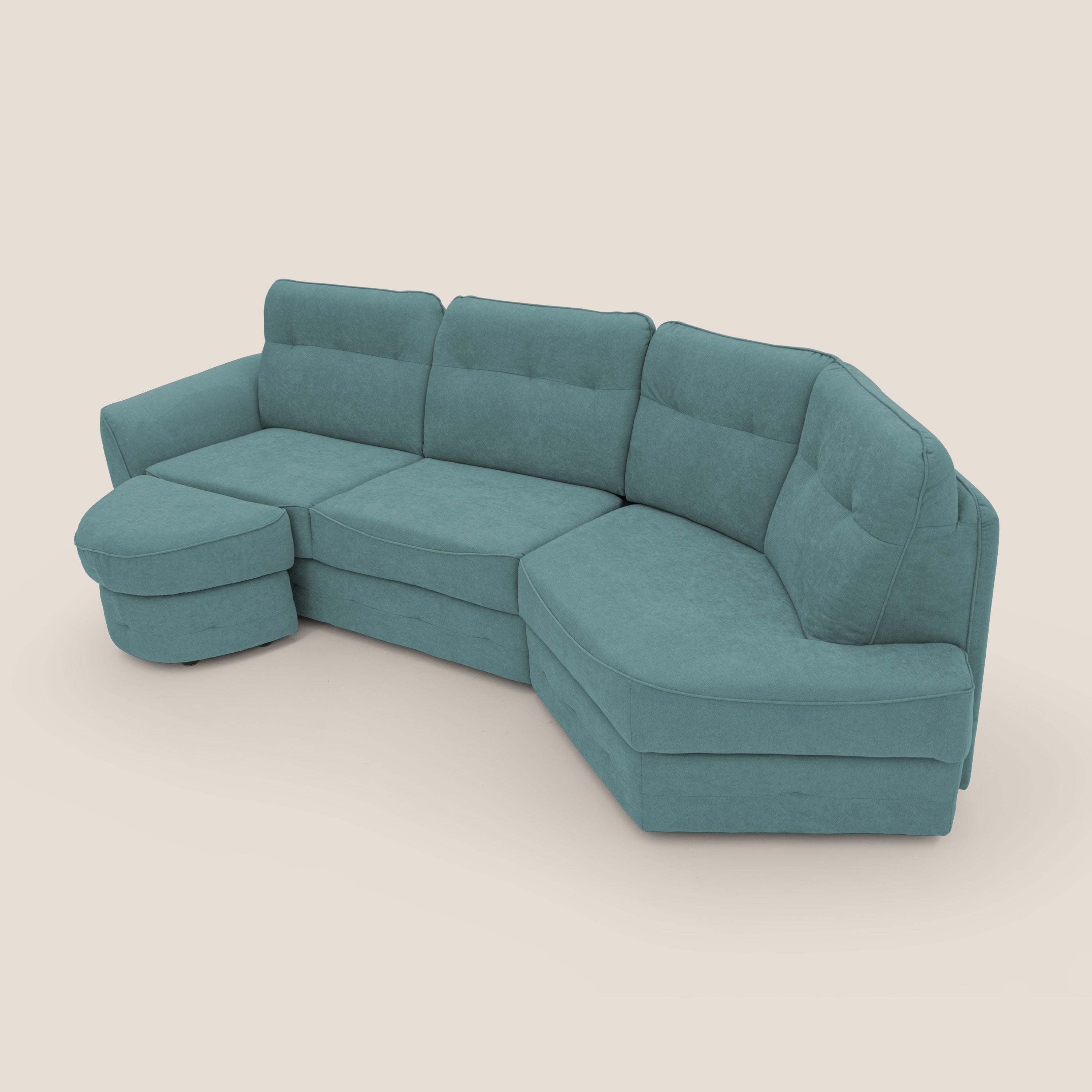 Zeus divano letto angolare con materasso H18 cm pouf mobile in tessuto impermeabile T02 - divani.store