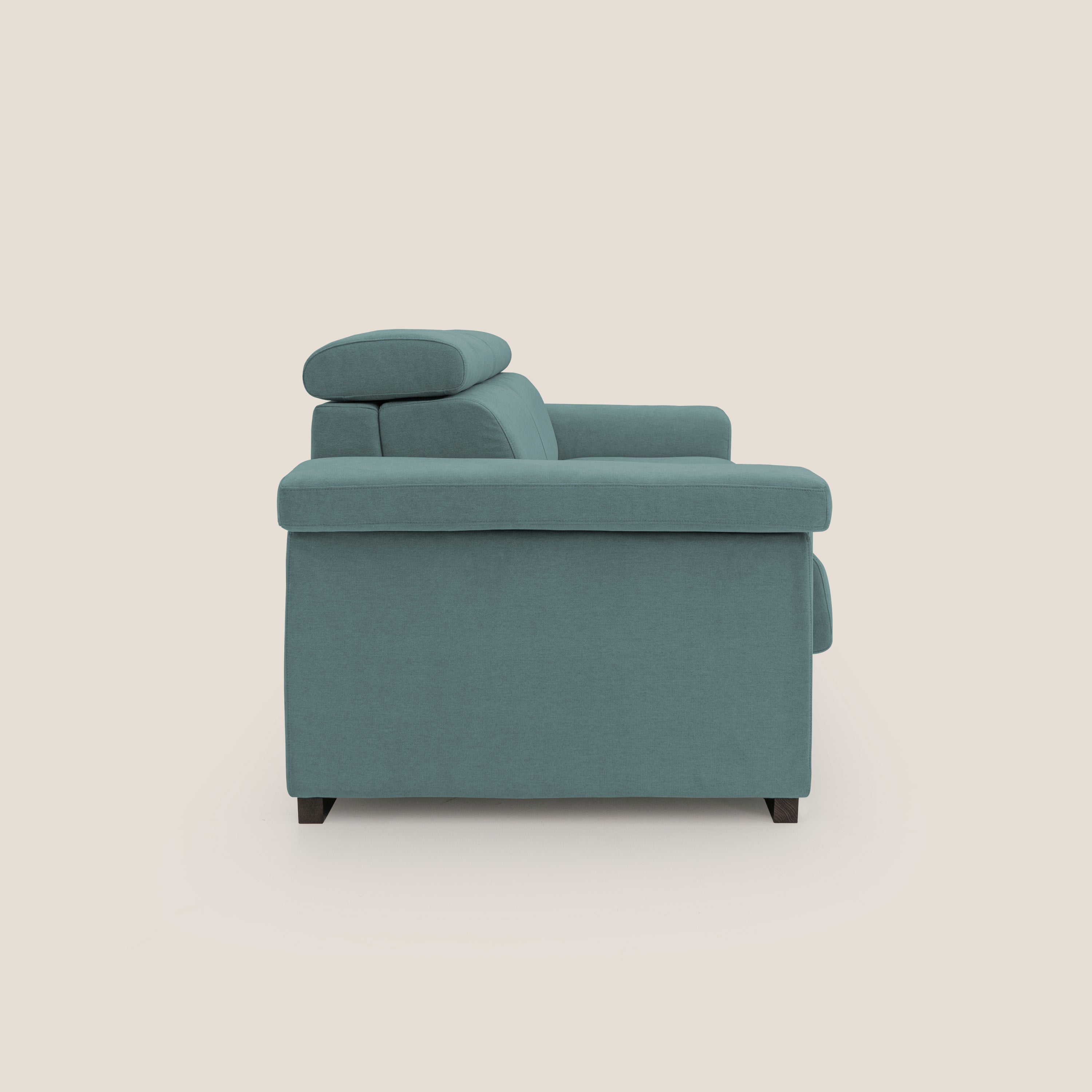 Bjorn divano letto sfoderabile con materasso H18 cm e poggiatesta reclinabili in tessuto impermeabile T02 petrolio - divani.store