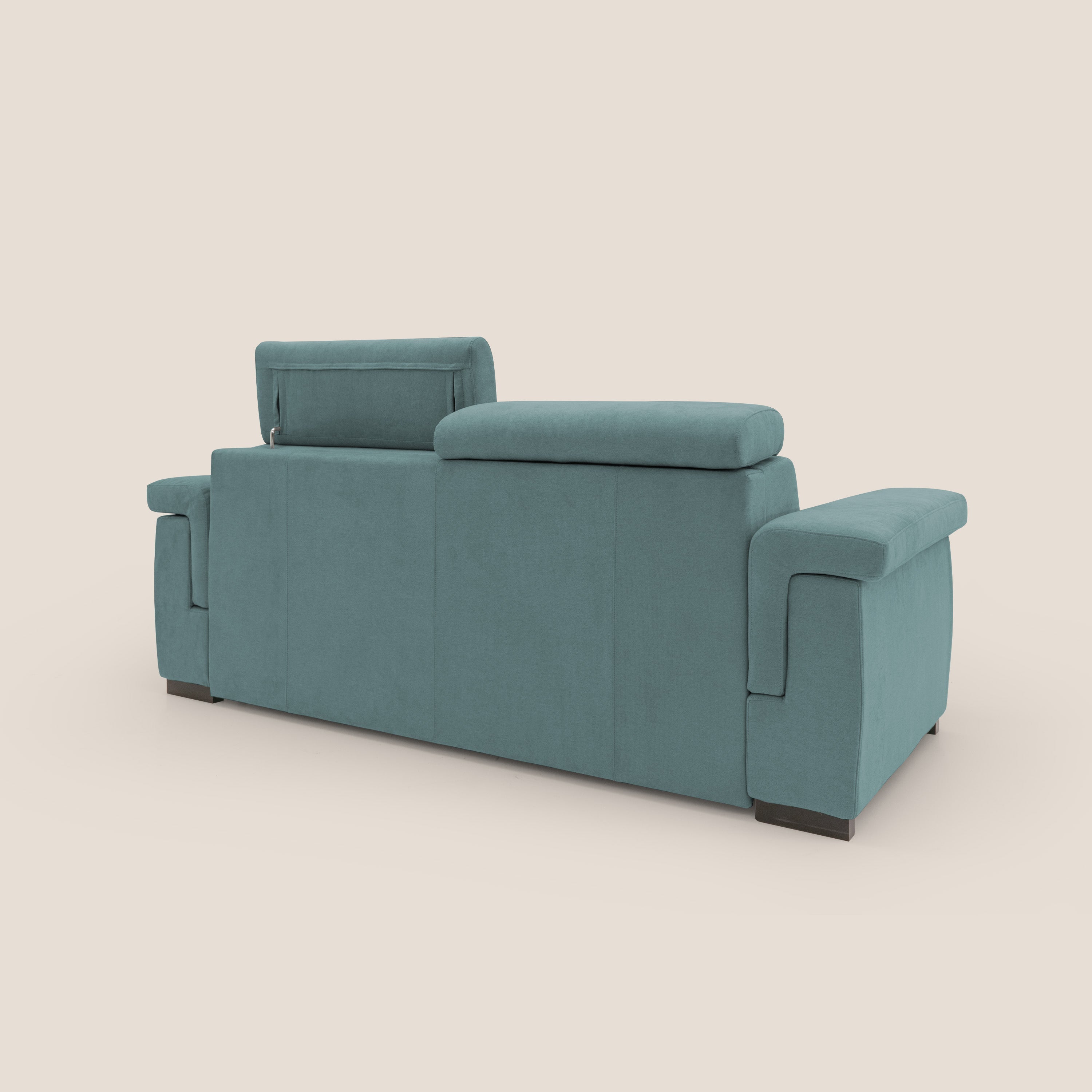 Bjorn divano letto sfoderabile con materasso H18 cm e poggiatesta reclinabili in tessuto impermeabile T02 petrolio - divani.store