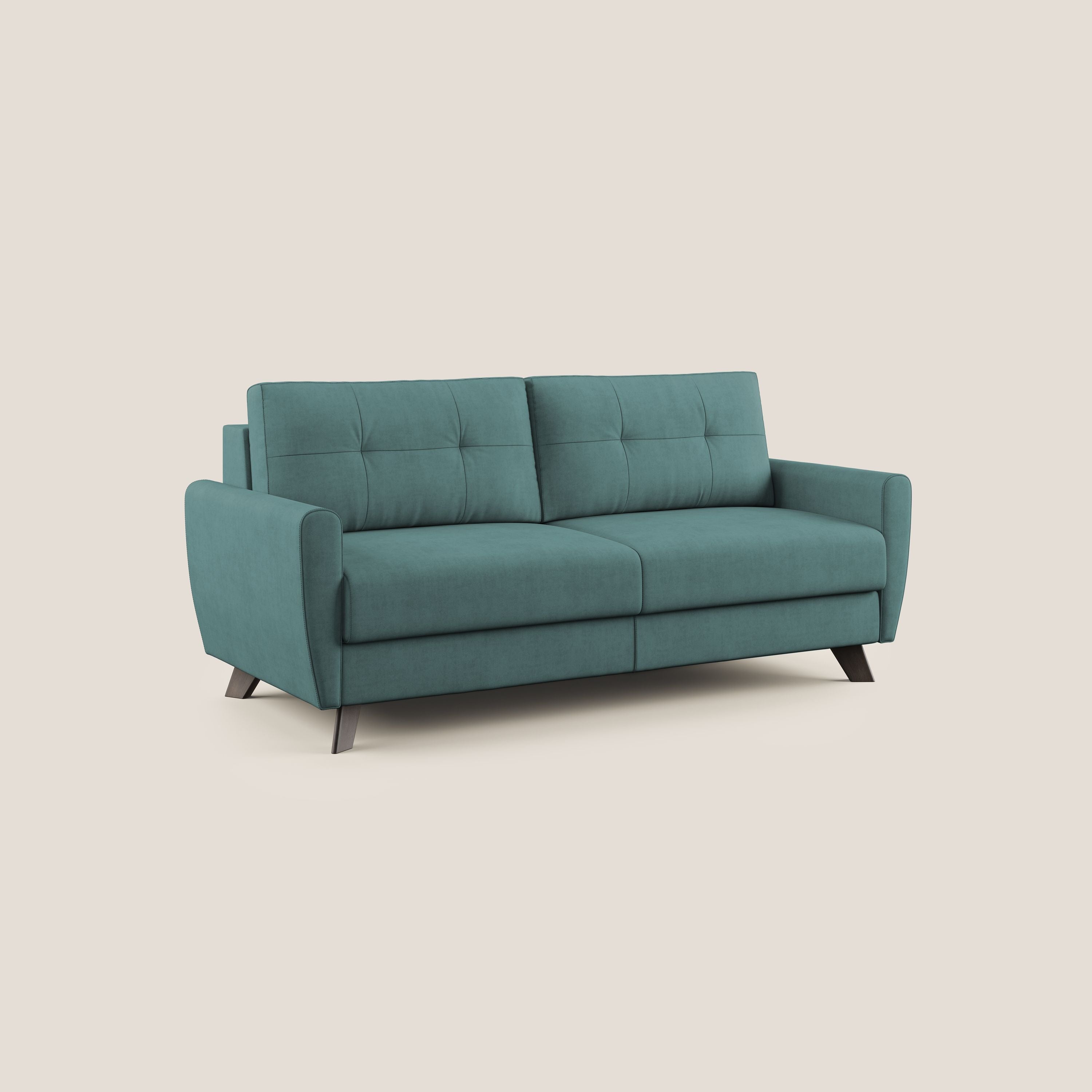 Callisto Divano letto matrimoniale in tessuto morbido impermeabile T02 petrolio - divani.store