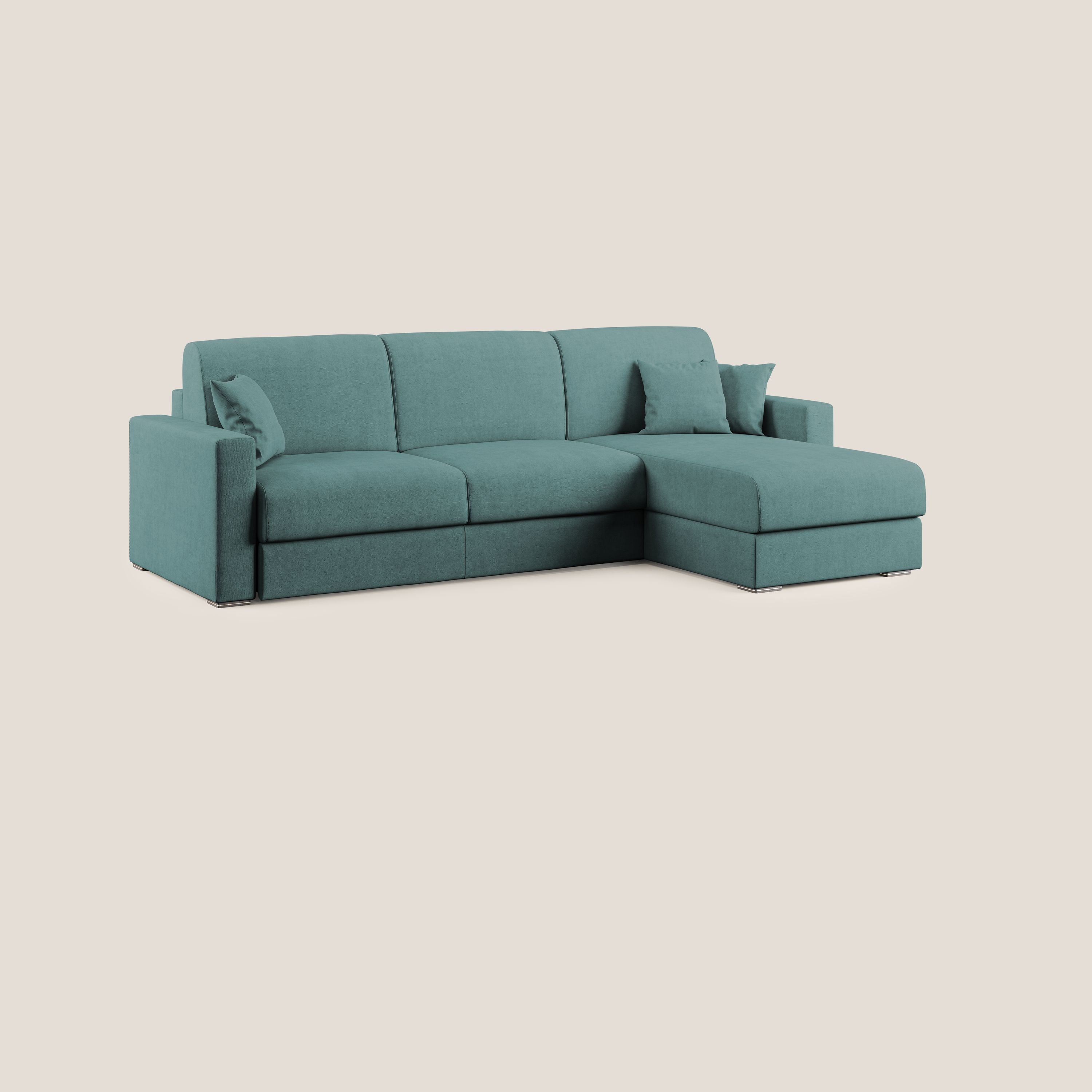 Best Divano letto angolare in tessuto impermeabile T02 petrolio - divani.store