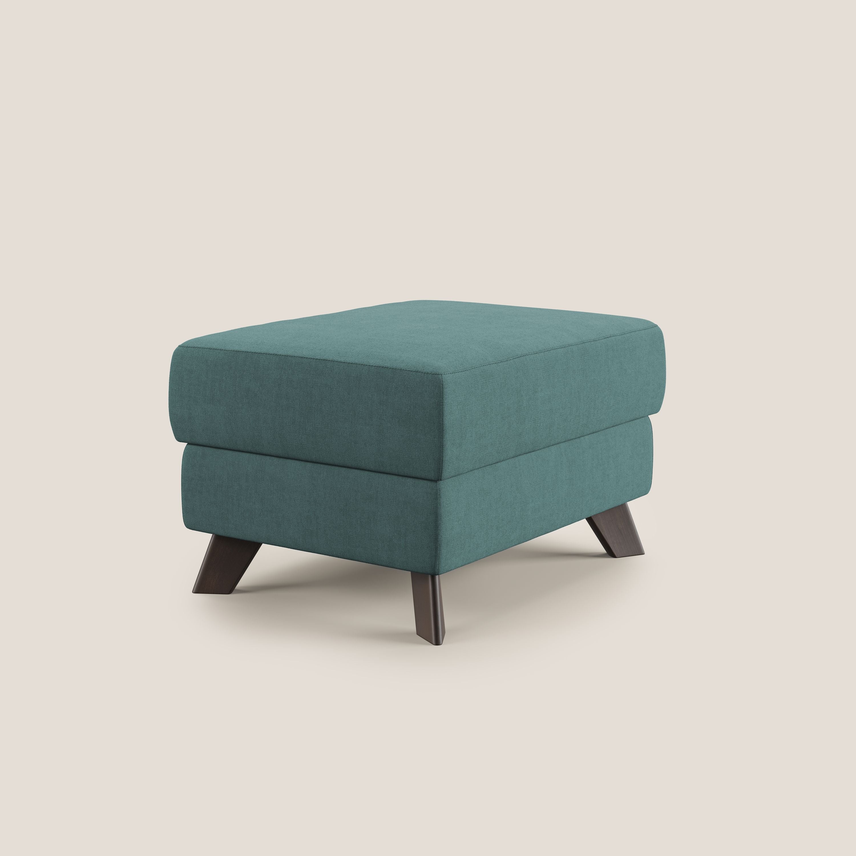 Moon Pouf contenitore e piedini alti in tessuto morbido impermeabile T02 petrolio - divani.store