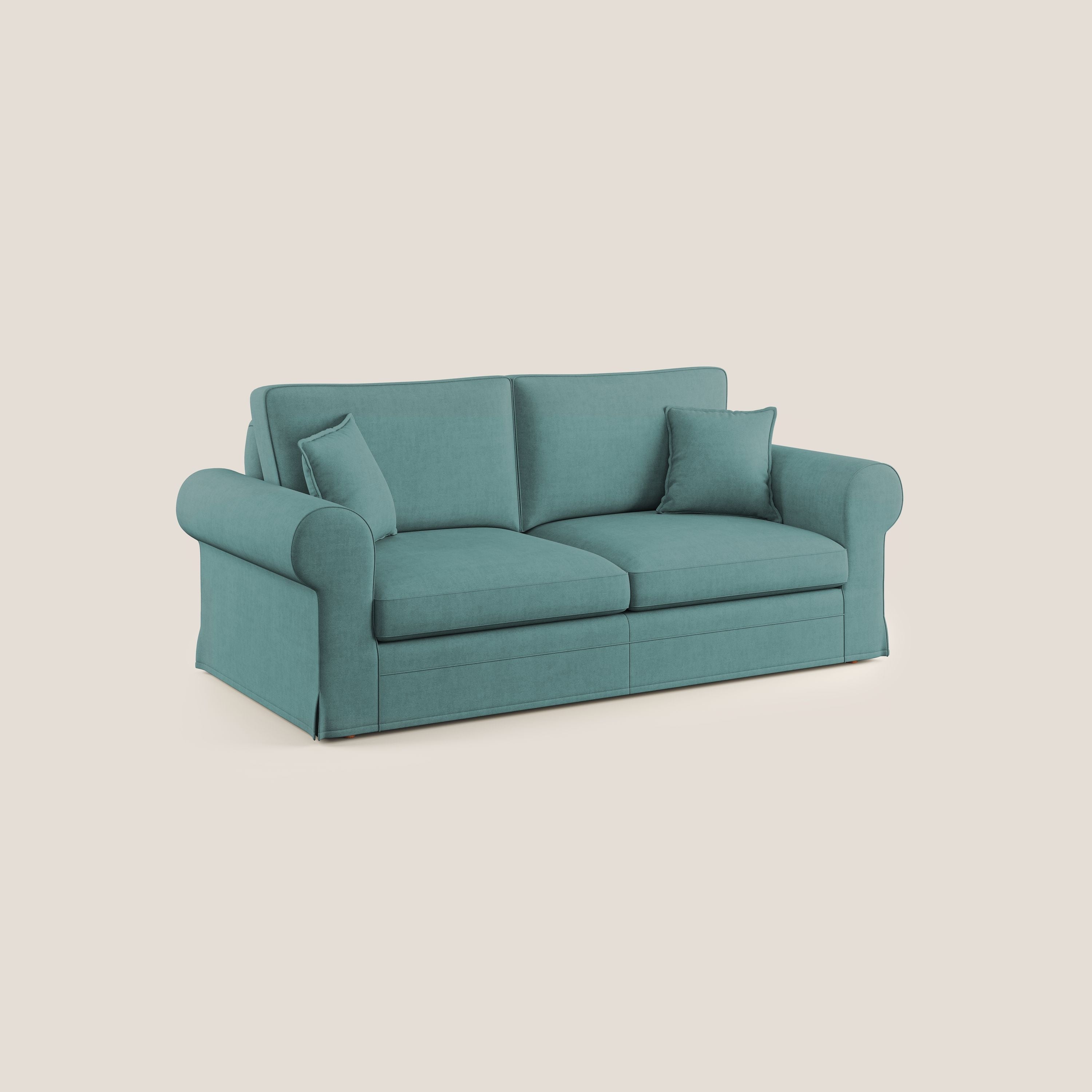 Lady divano classico in piuma d'oca realizzato con tessuto impermeabile T02 petrolio - divani.store