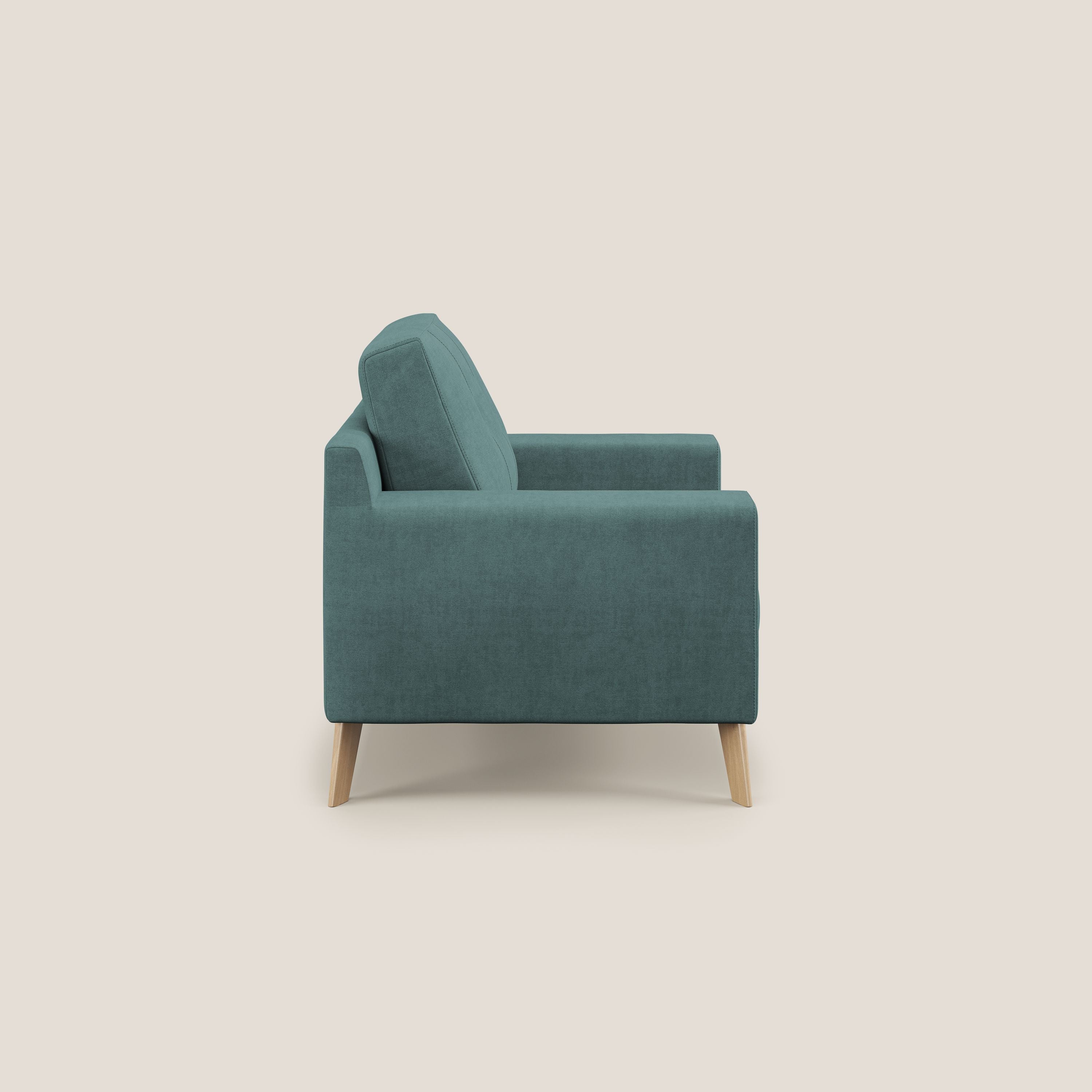 Danish poltroncina in tessuto morbido impermeabile T02 petrolio - divani.store