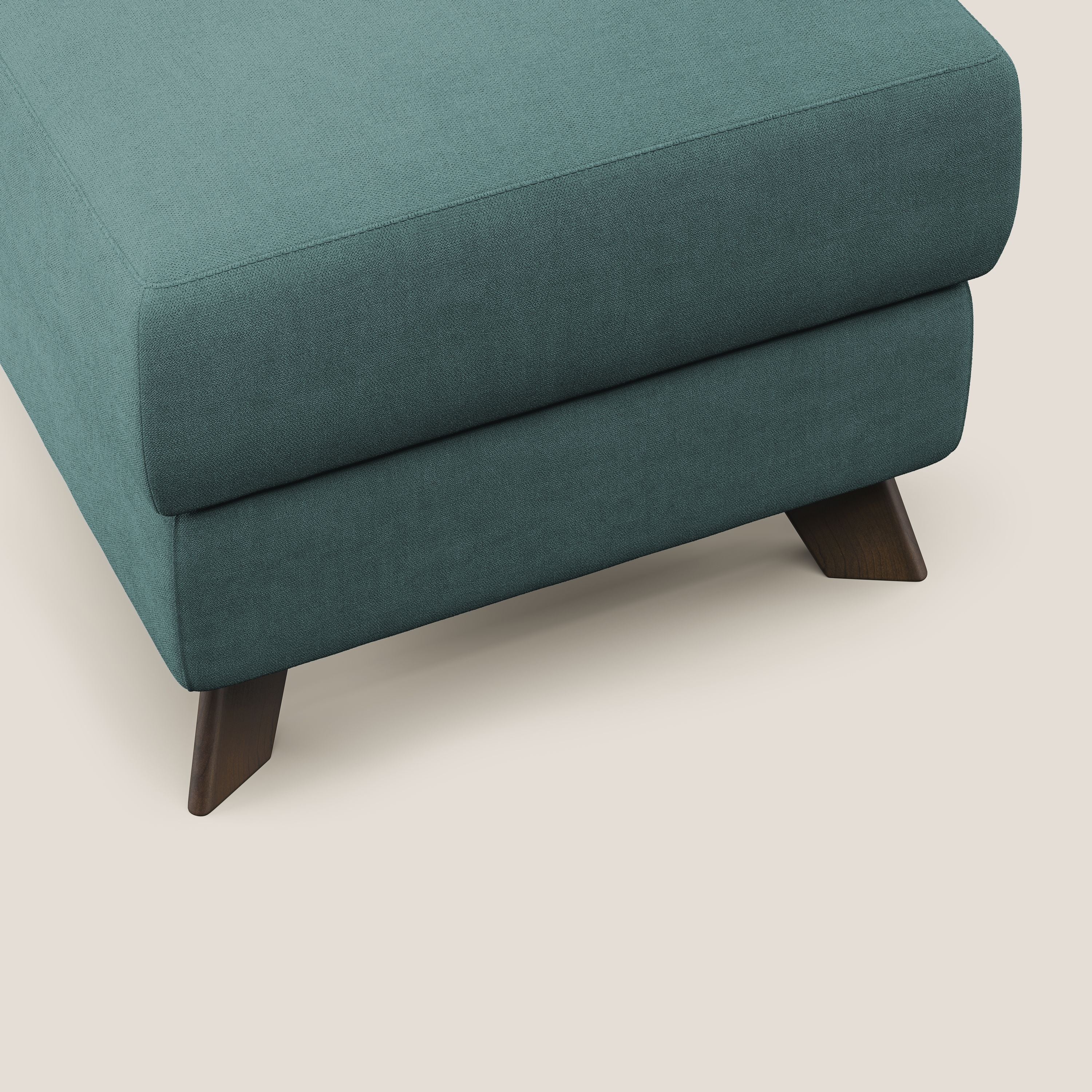 Moon Pouf contenitore e piedini alti in tessuto morbido impermeabile T02 petrolio - divani.store