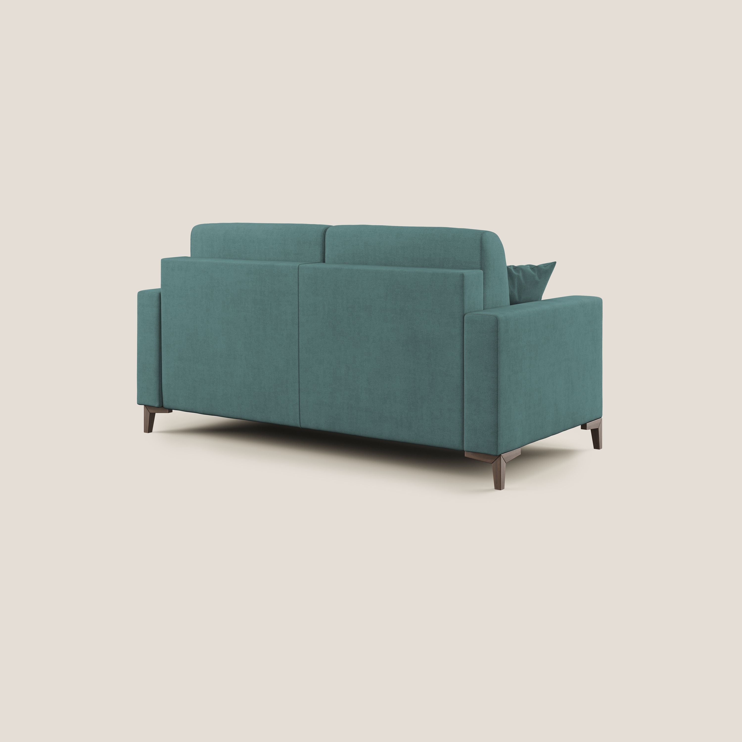 Kafka divano letto matrimoniale in morbido tessuto impermeabile T02 petrolio - divani.store