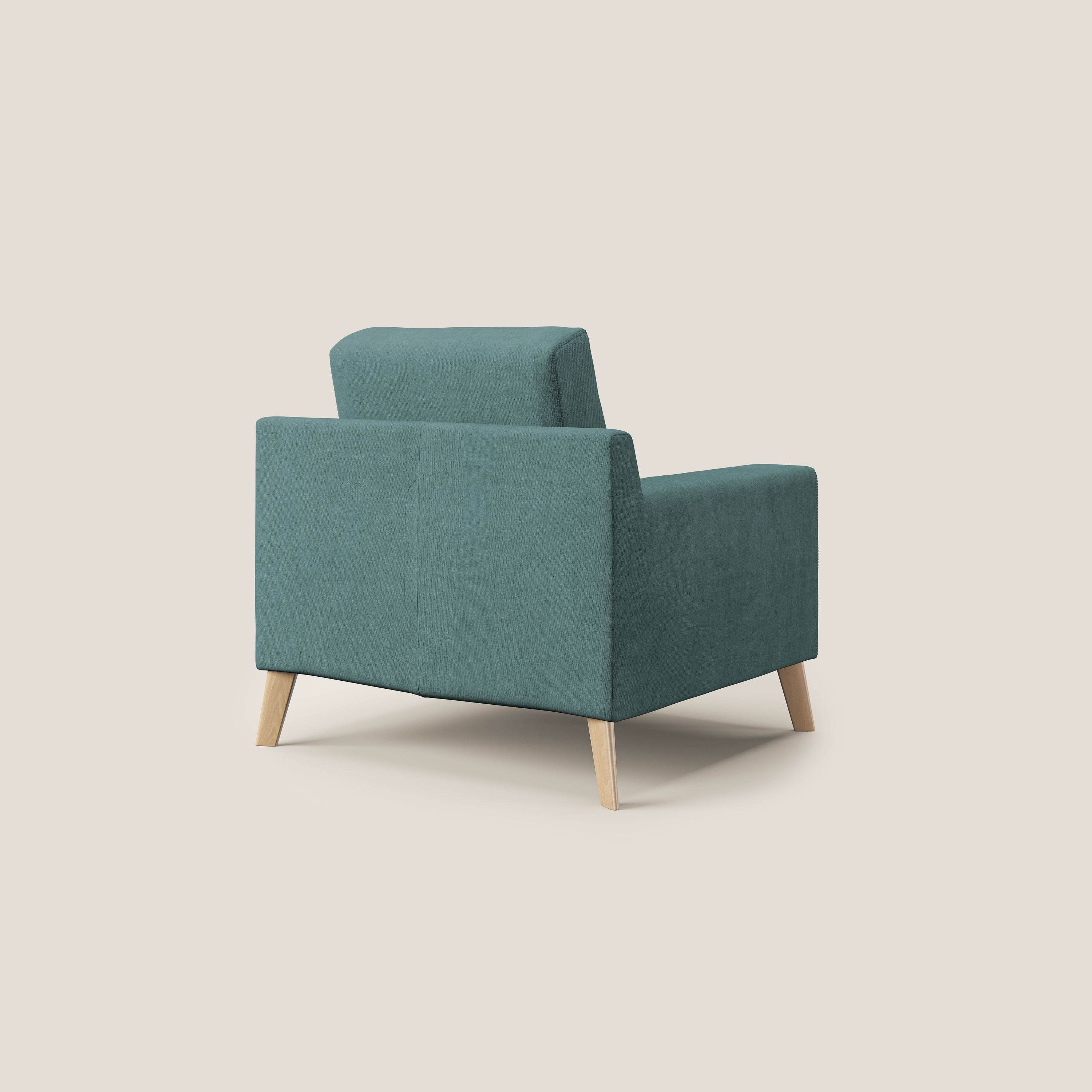 Danish poltroncina in tessuto morbido impermeabile T02 petrolio - divani.store