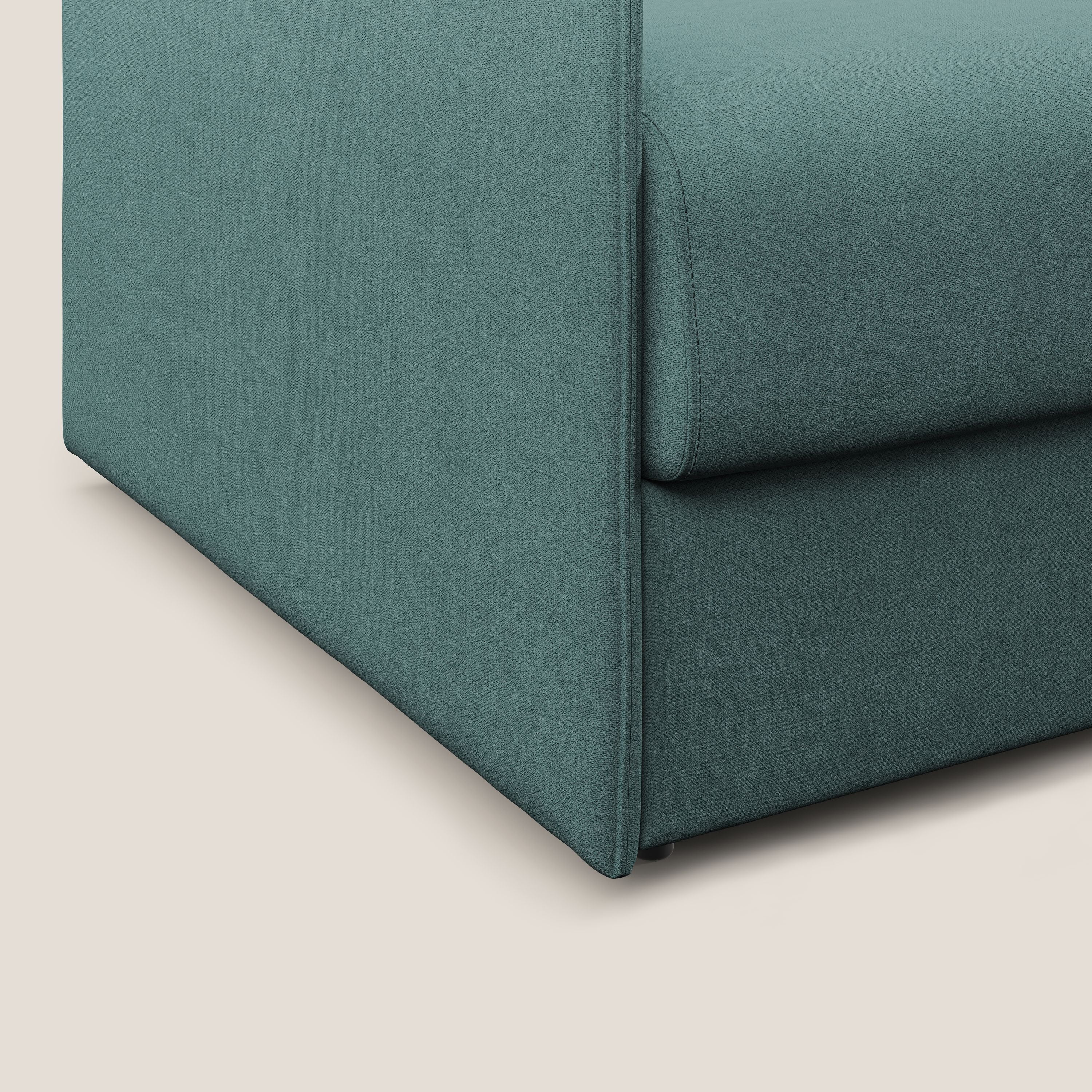 Evans poltrona letto in morbido tessuto impermeabile T02 petrolio - divani.store