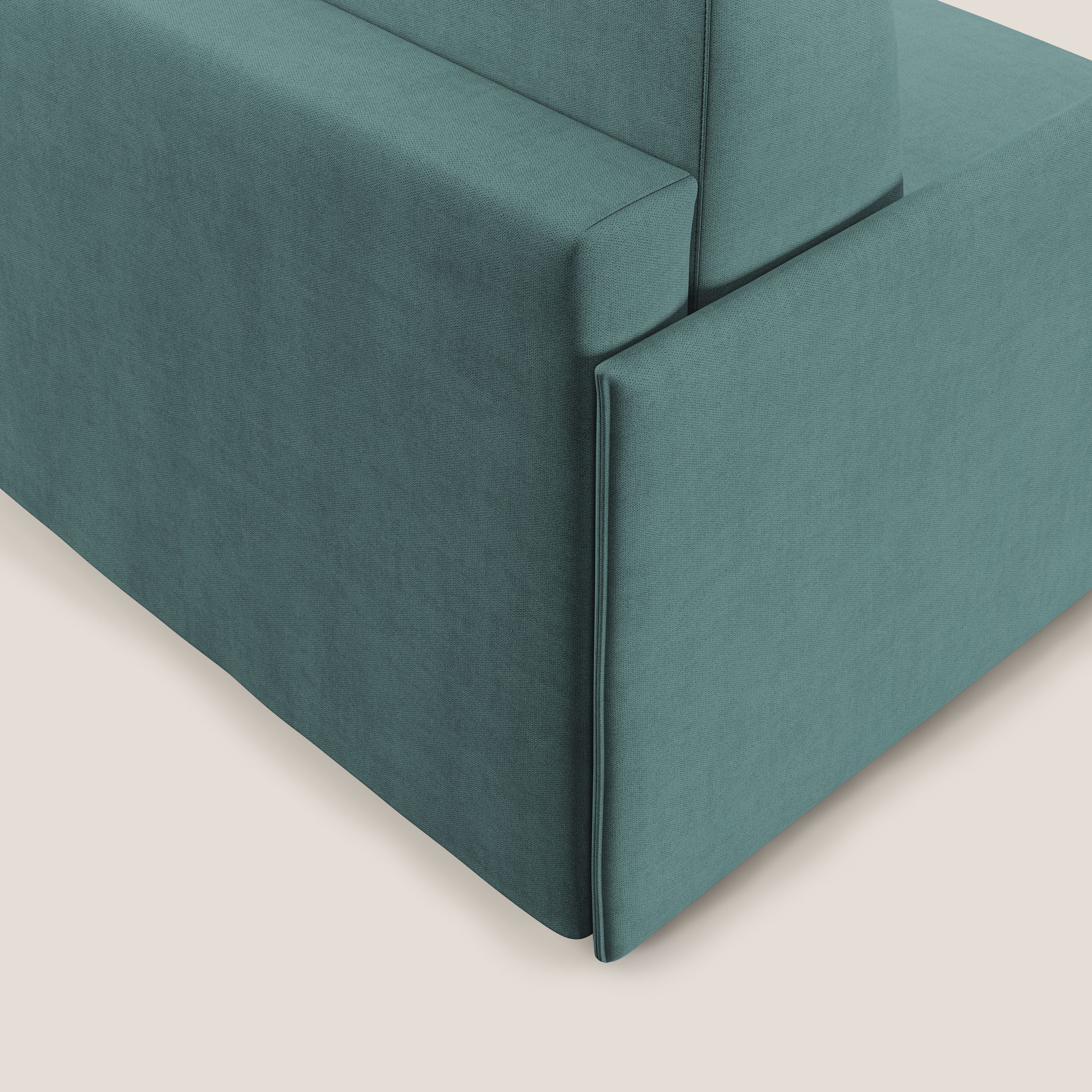 Evans poltrona letto in morbido tessuto impermeabile T02 petrolio - divani.store