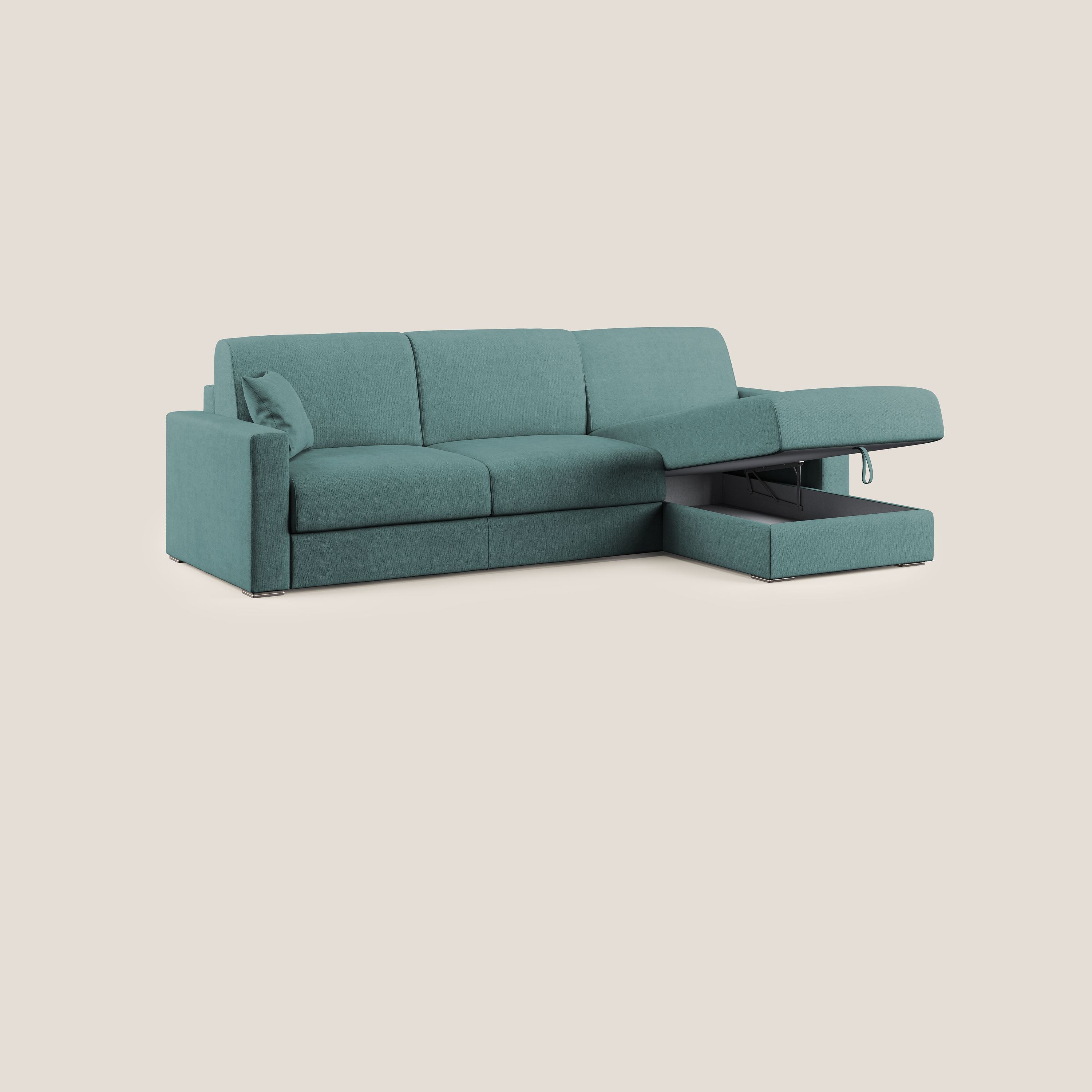 Best Divano letto angolare in tessuto impermeabile T02 petrolio - divani.store