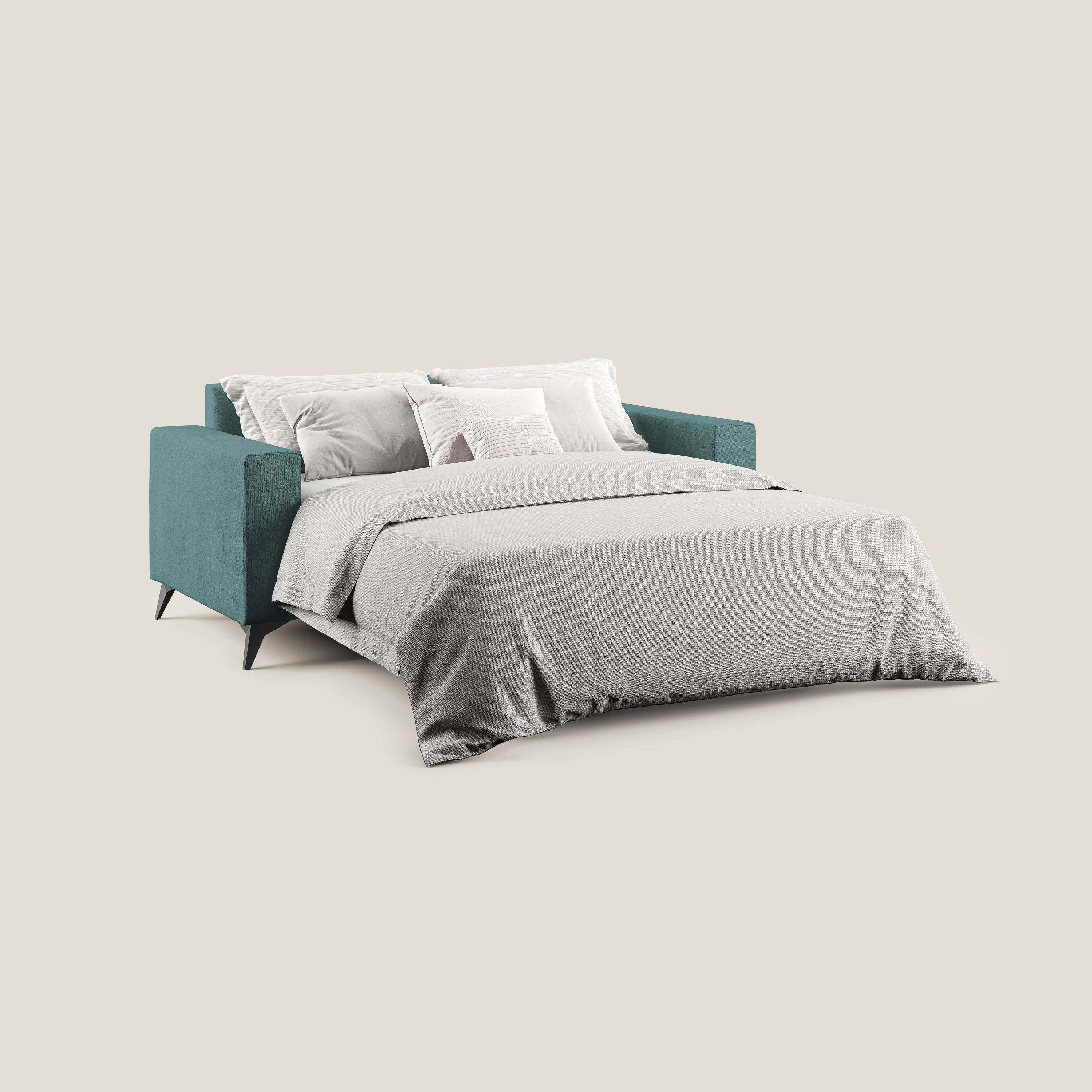 Pegaso divano letto con poggiatesta reclinabili e rivestimento T02 petrolio - divani.store